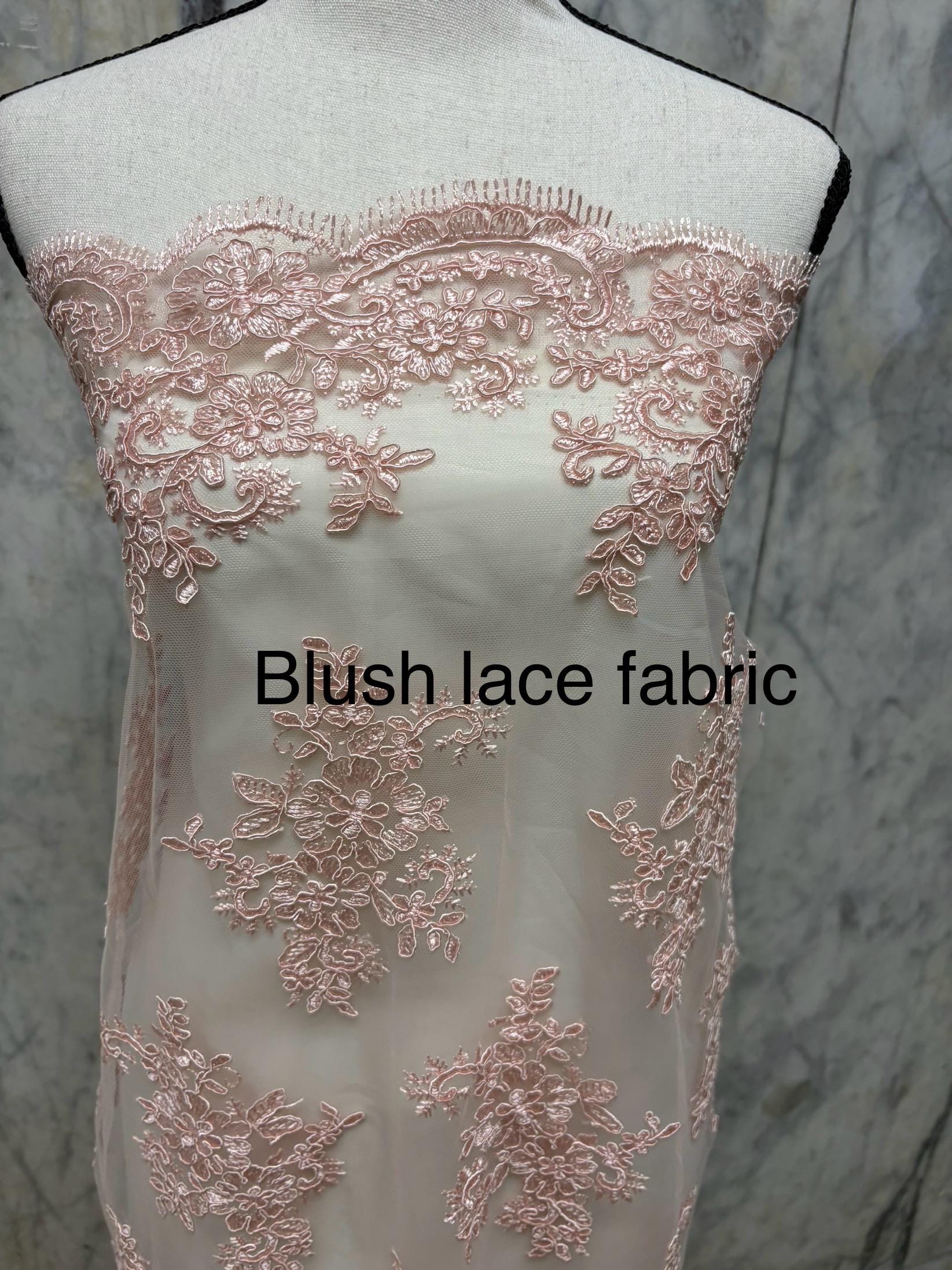 Dusty Rose Lace Embroidery double scalped width 48/49" polyester. design yx4357-2. shop with confidence ask for free sample.