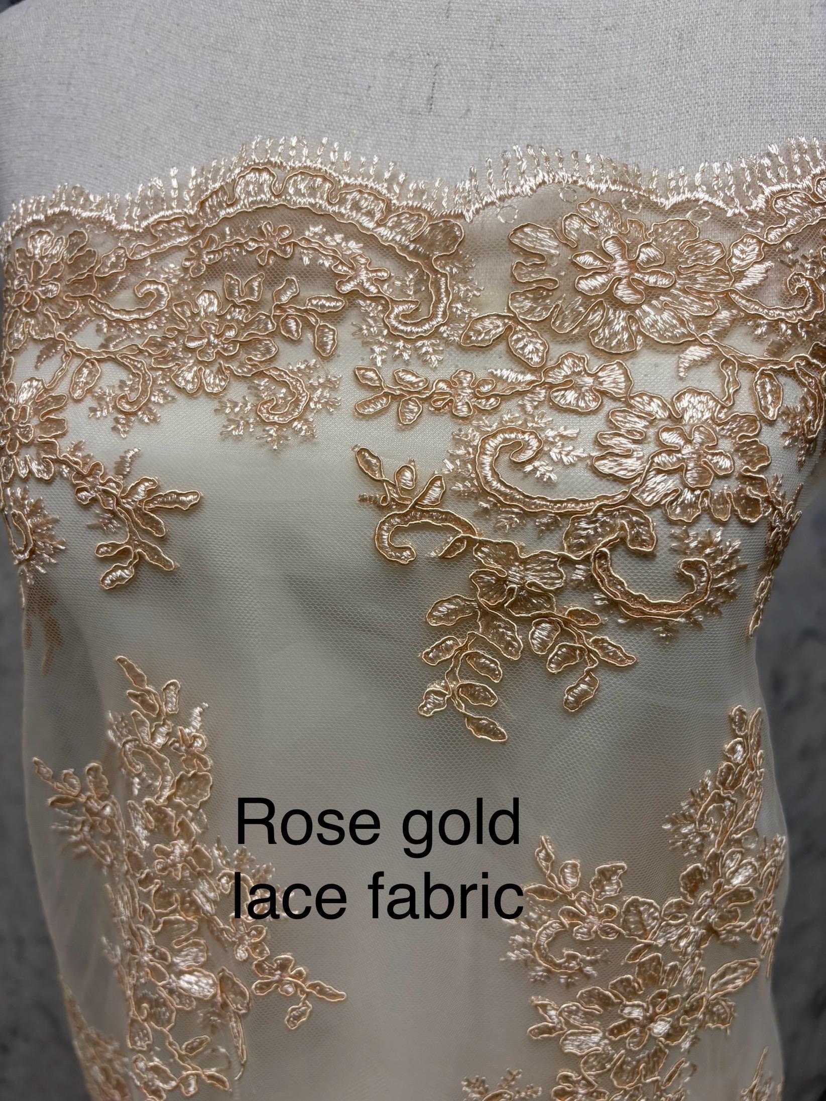 Dusty Rose Lace Embroidery double scalped width 48/49" polyester. design yx4357-2. shop with confidence ask for free sample.