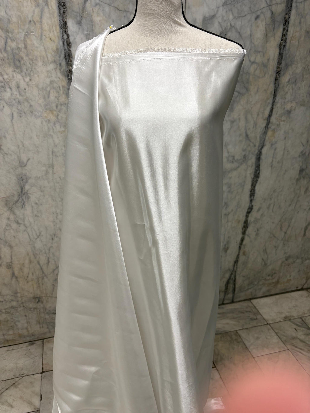 A 3.5 yards Diamond white satin shantung fabric, double sided fabric width 58 inch. polyester