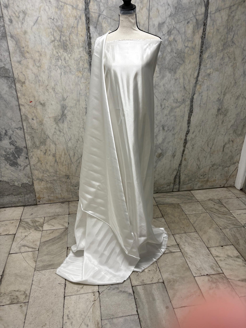 A 3.5 yards Diamond white satin shantung fabric, double sided fabric width 58 inch. polyester