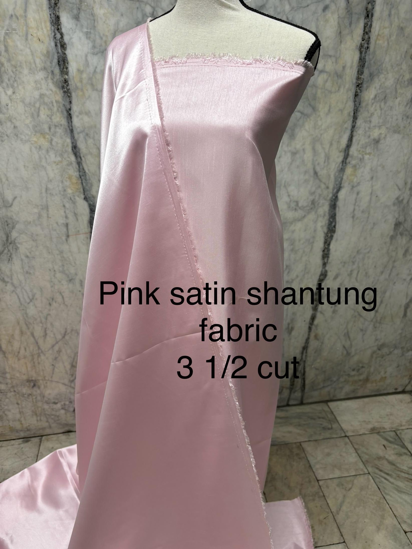 A 3.5 yards cut fabric satin shantung color soft pink , double sided fabric width 58 inch. polyester