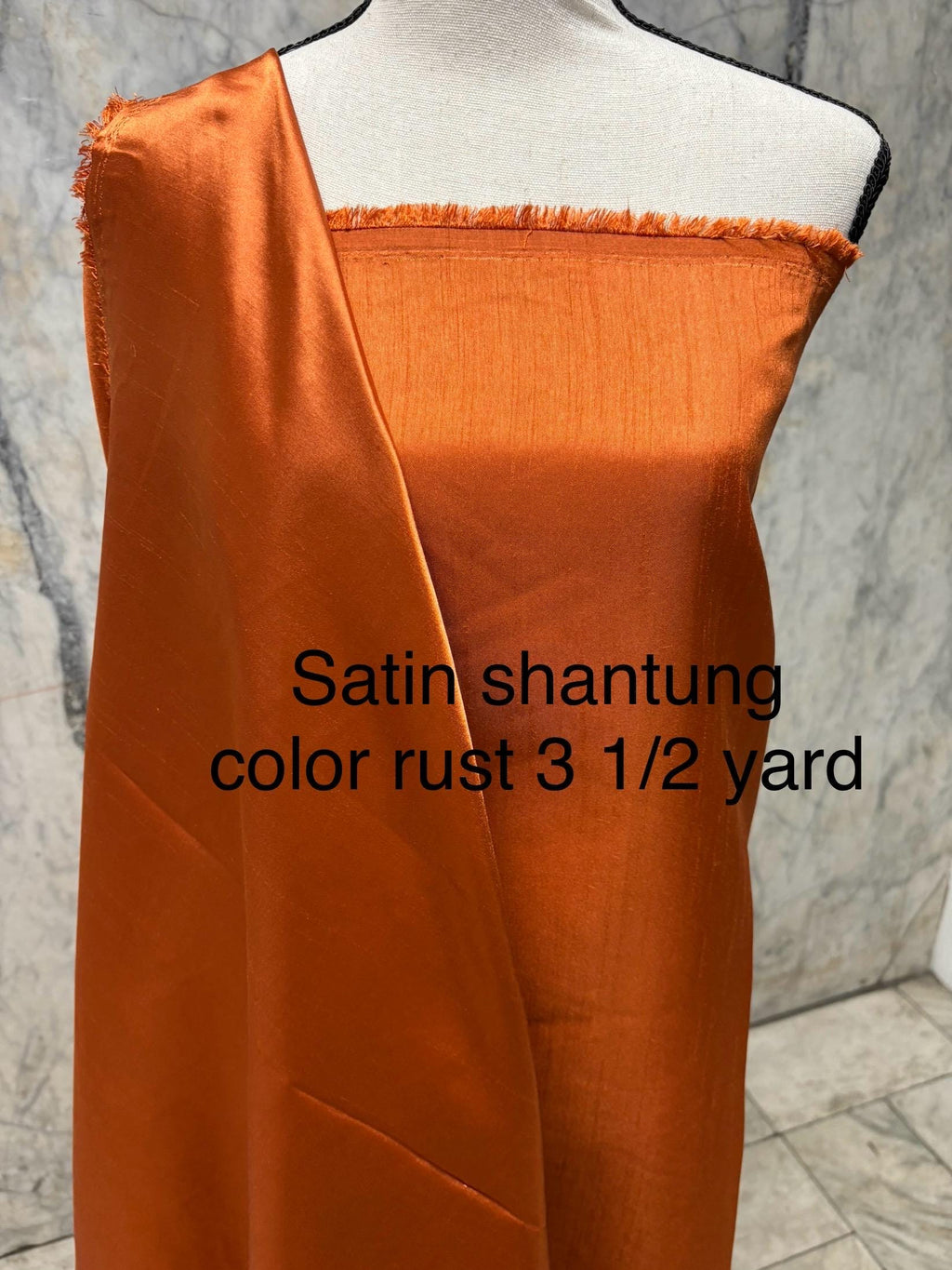 A 3.5 yards cut fabric satin shantung color Rust, double sided fabric width 58 inch. polyester