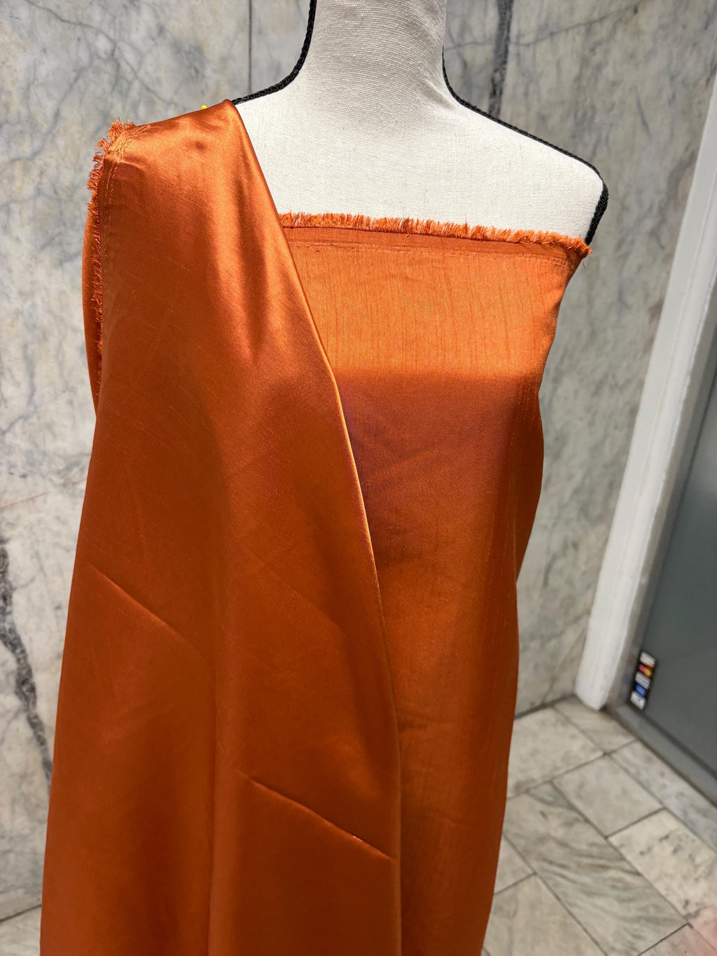 A 3.5 yards cut fabric satin shantung color Rust, double sided fabric width 58 inch. polyester