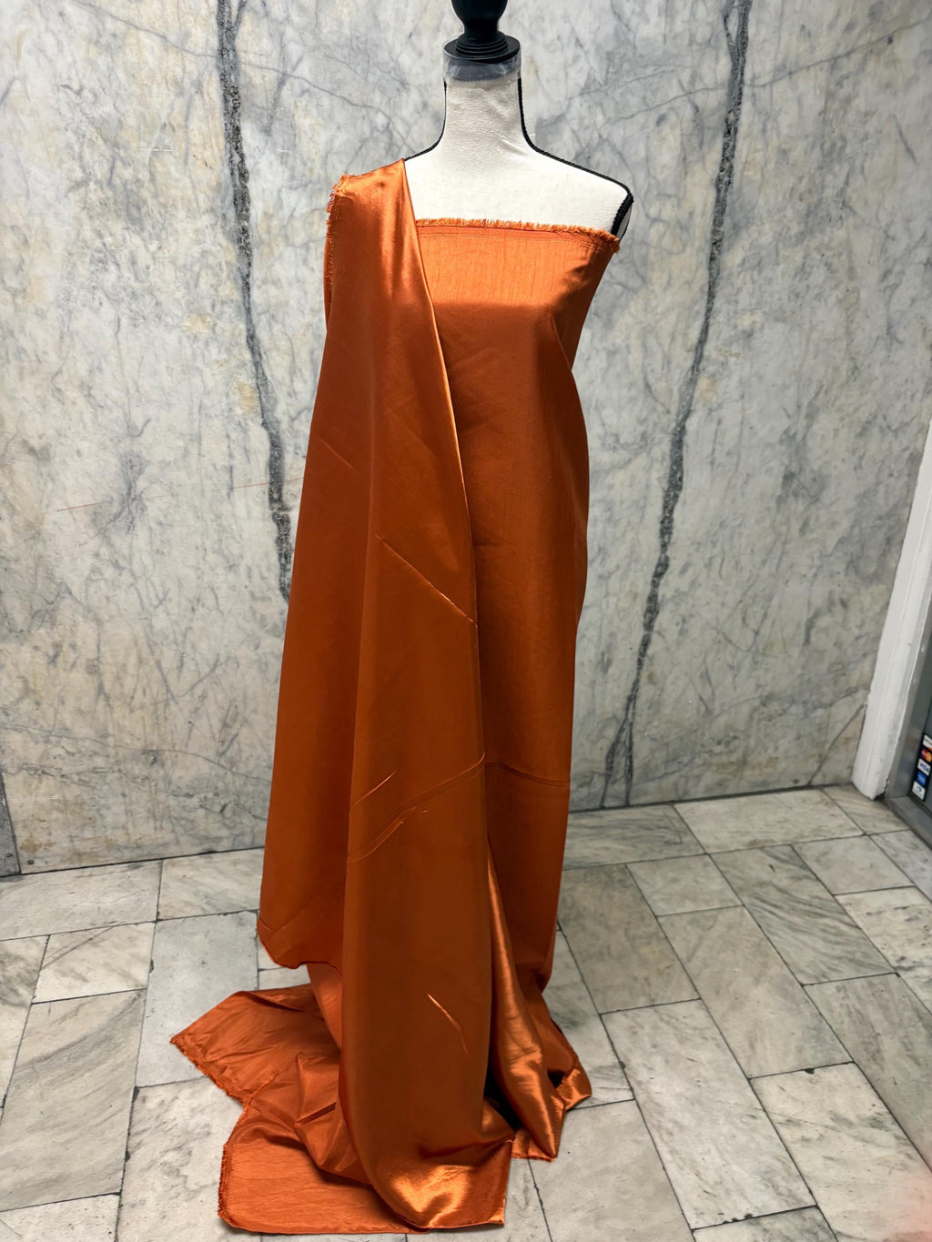 A 3.5 yards cut fabric satin shantung color Rust, double sided fabric width 58 inch. polyester