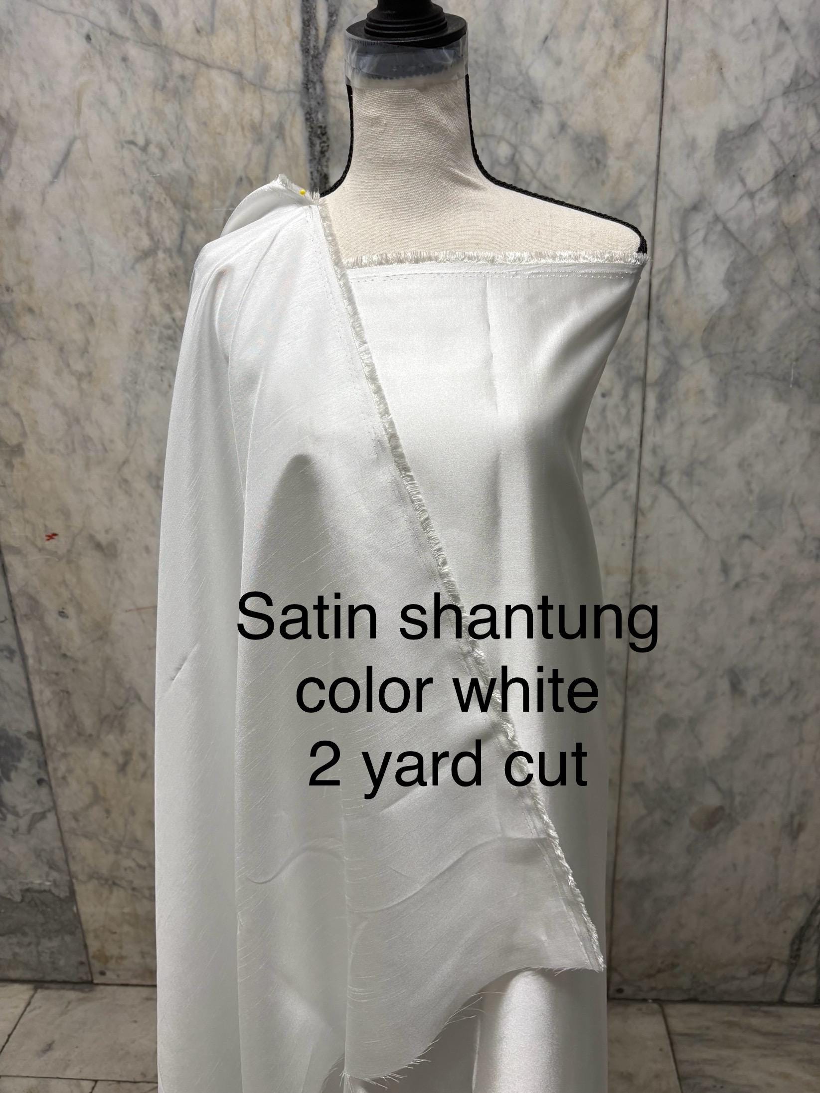 A 2 yards cut fabric satin shantung color white, double sided fabric width 58 inch. polyester
