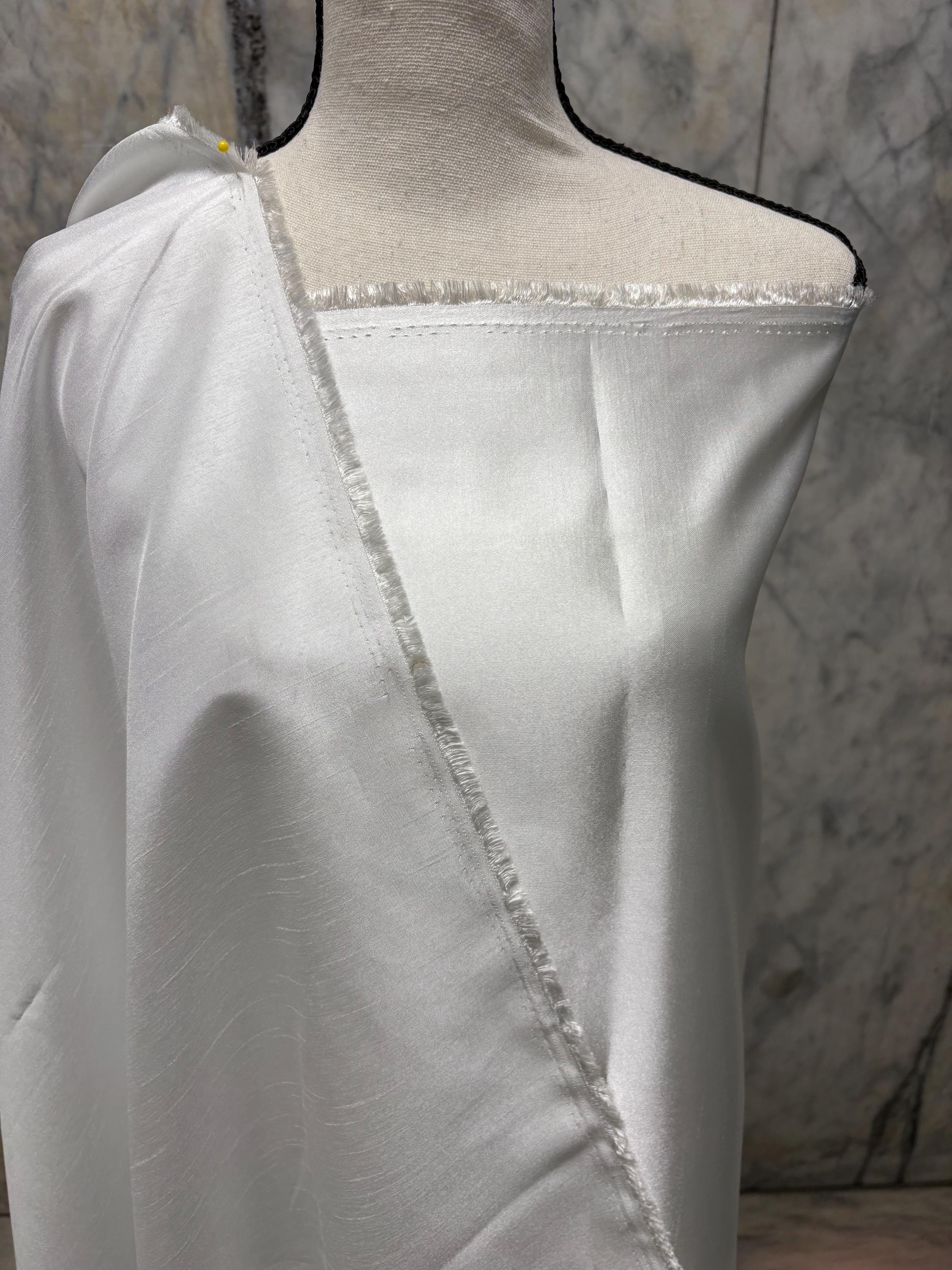 A 2 yards cut fabric satin shantung color white, double sided fabric width 58 inch. polyester