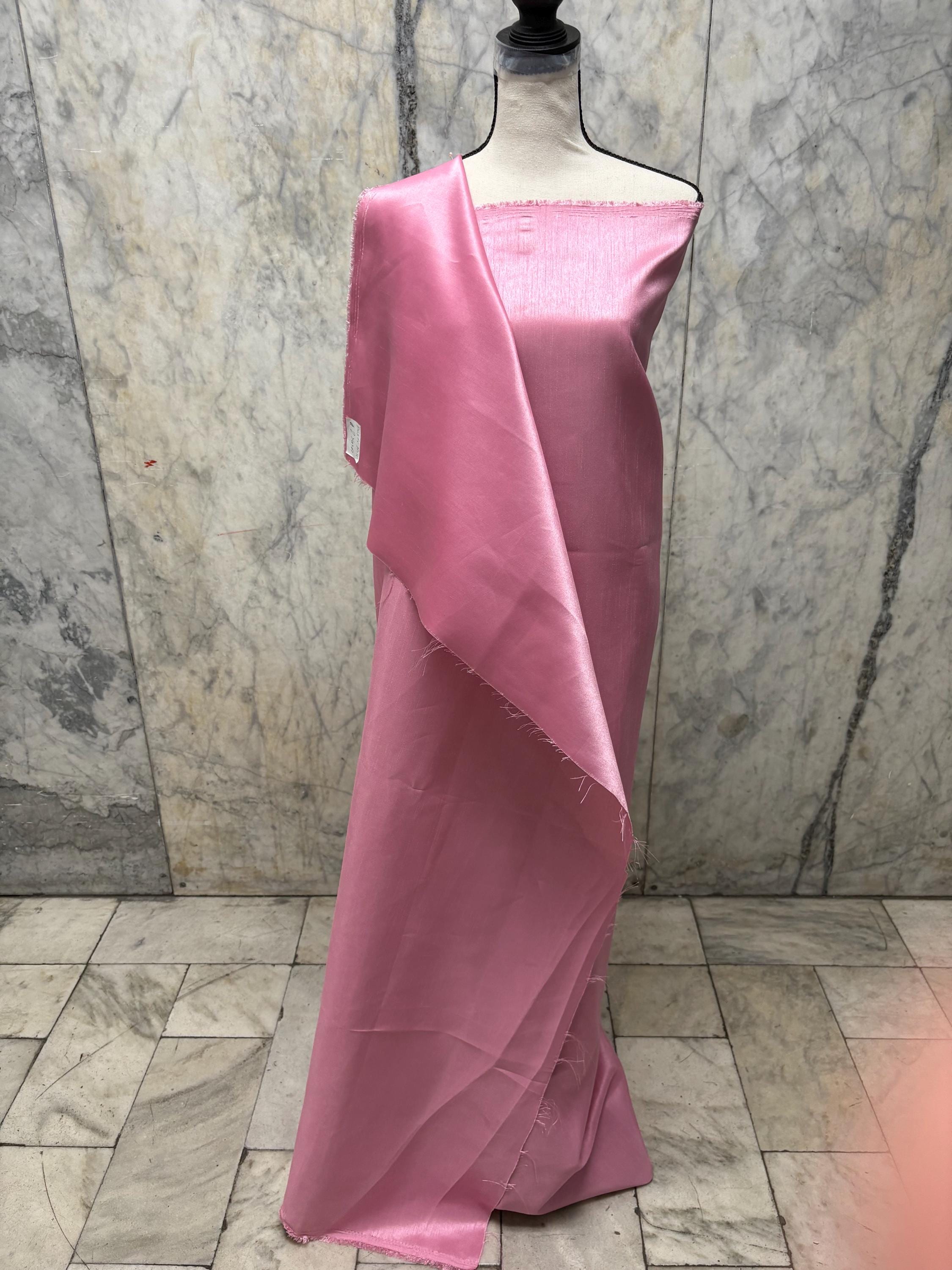 A 2 yards cut fabric satin shantung color Dusty Rose, double sided fabric width 58 inch. polyester