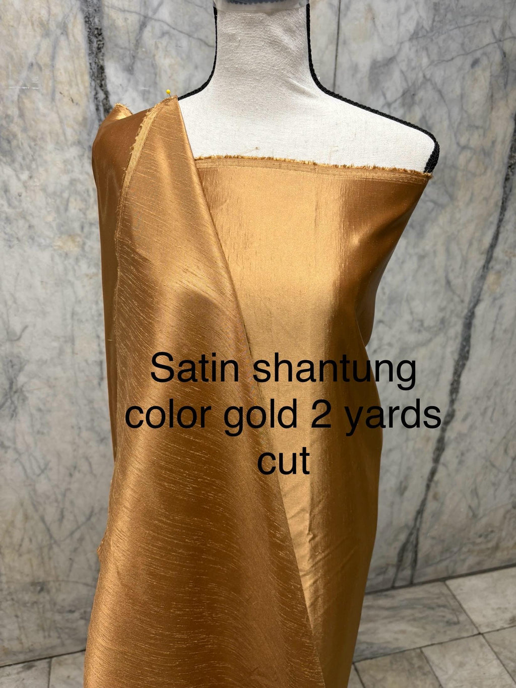 A 2 yards cut fabric satin shantung color gold, double sided fabric width 58 inch. polyester
