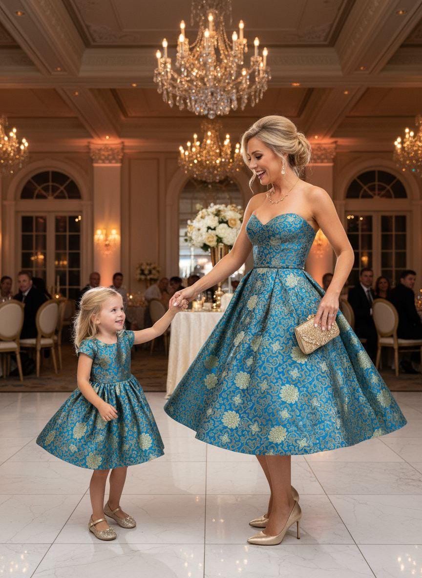 Teal brocade fabric, 36” wide – also known as Asian satin or Oriental Chinese embroidered brocade.