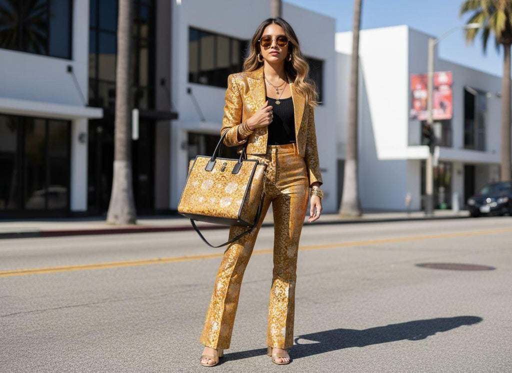 Taupe gold brocade fabric, 36” wide – also known as Asian satin or Oriental Chinese embroidered brocade.