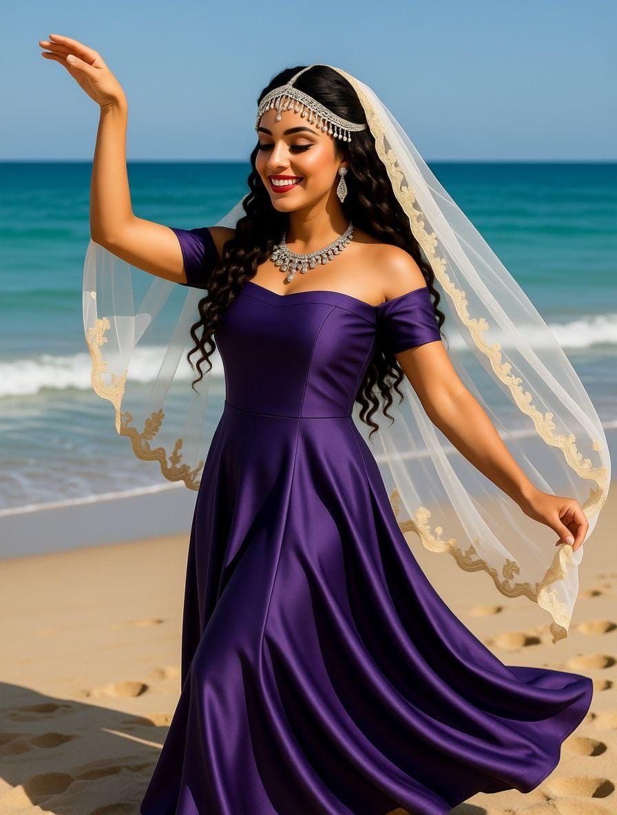 Purple dull satin fabric, 58/60” wide, made of polyester – an excellent choice for gowns.