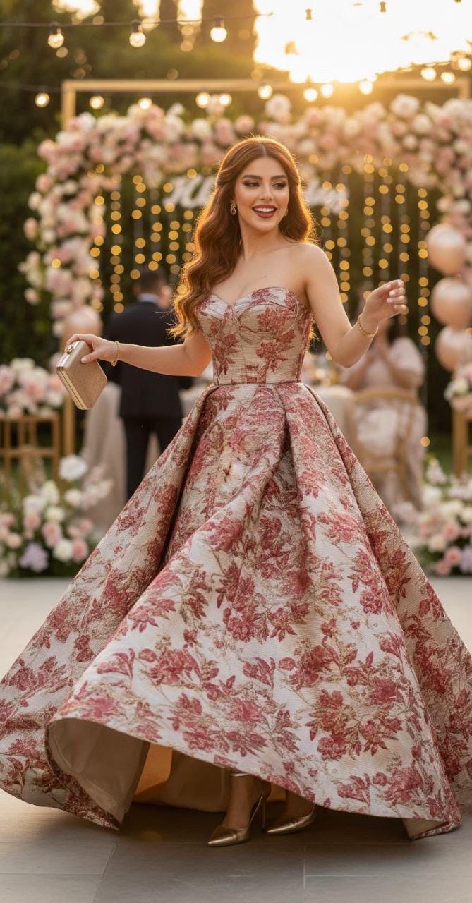 Floral metalic Brocade fabric. color burgundy 56", By 1 yard increment