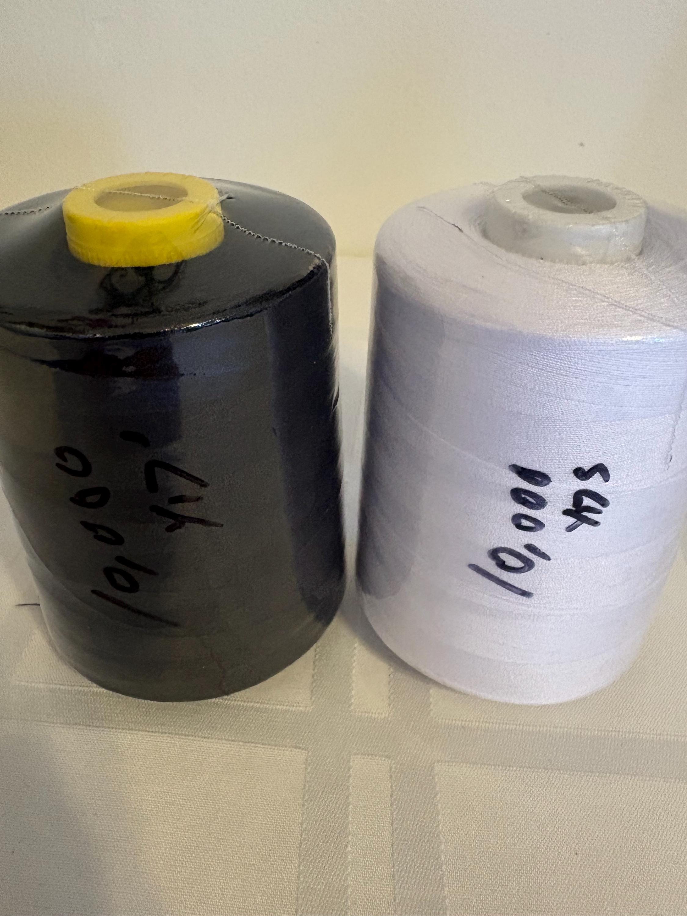 Sewing Thread size T24 100% spun polyester 10,000 yards a cone,230 gram net weight in black and white