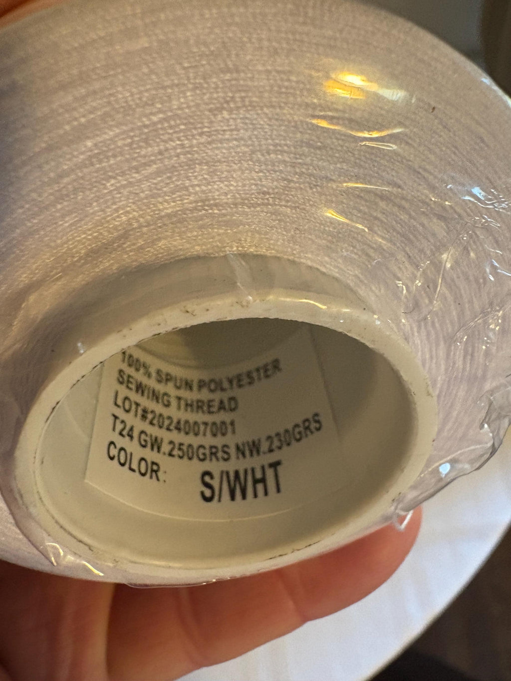 Sewing Thread size T24 100% spun polyester 10,000 yards a cone,230 gram net weight in black and white