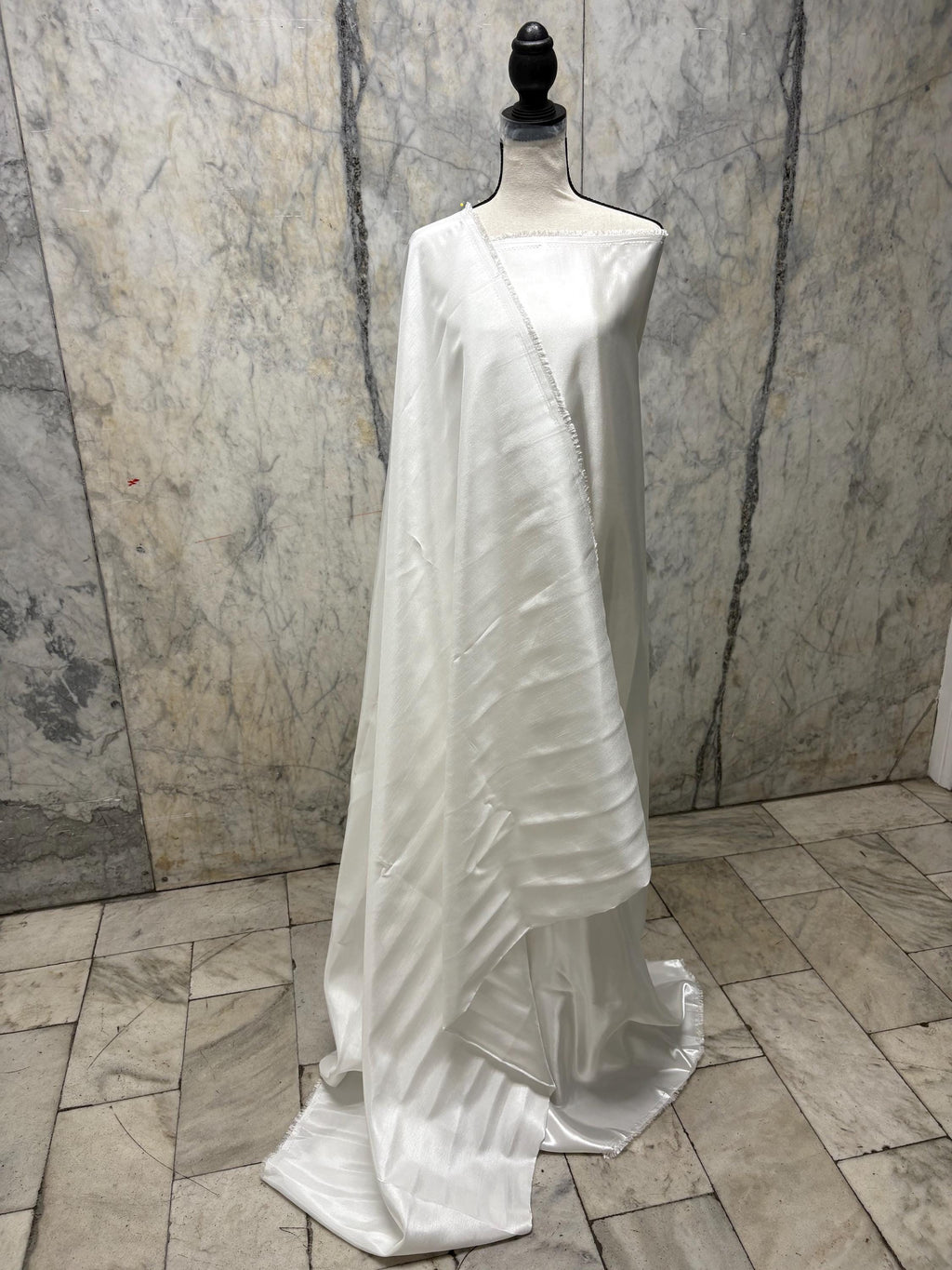 A 3.5 yards Diamond white satin shantung fabric, double sided fabric width 58 inch. polyester