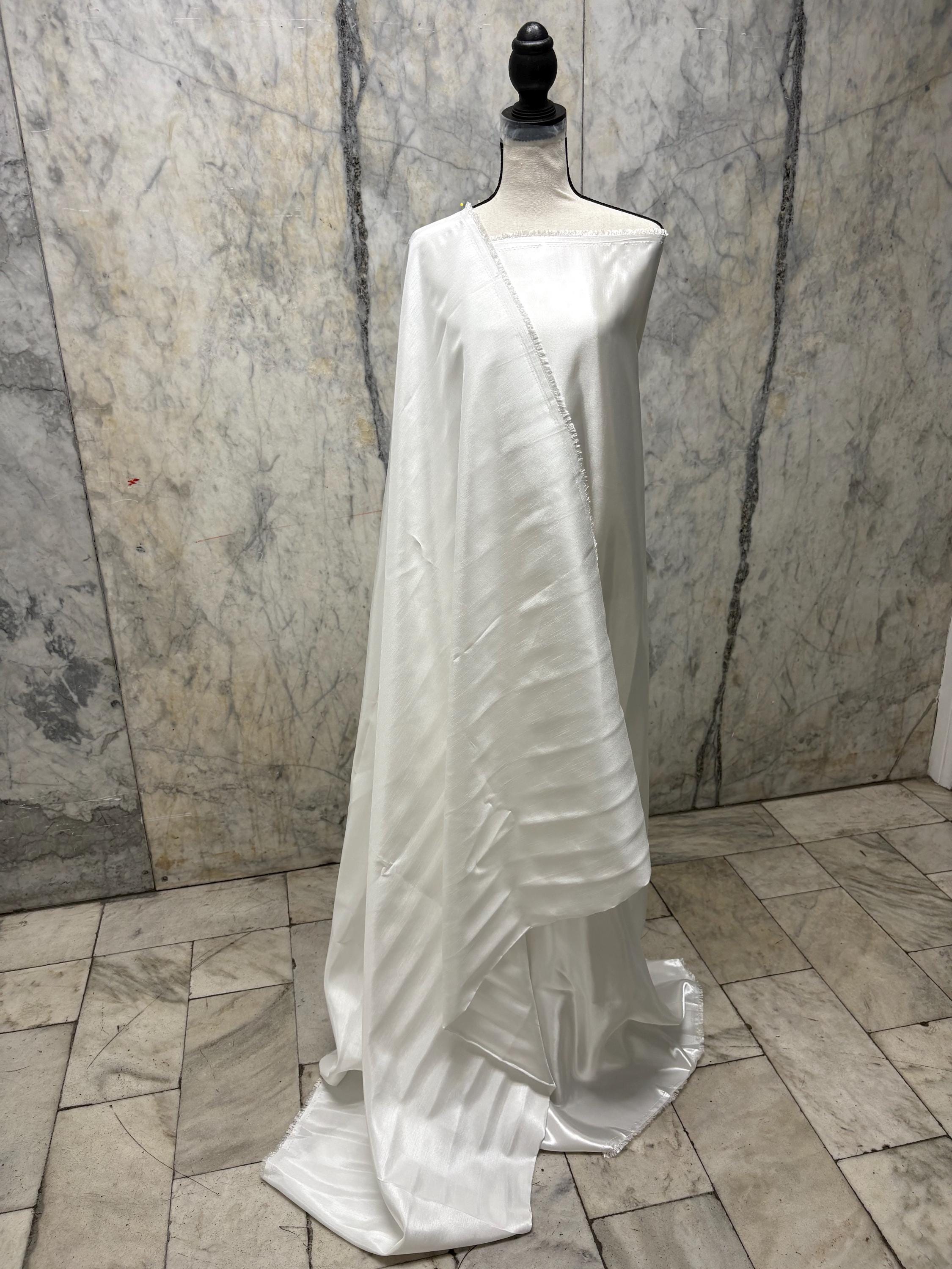 A 3.5 yards Diamond white satin shantung fabric, double sided fabric width 58 inch. polyester