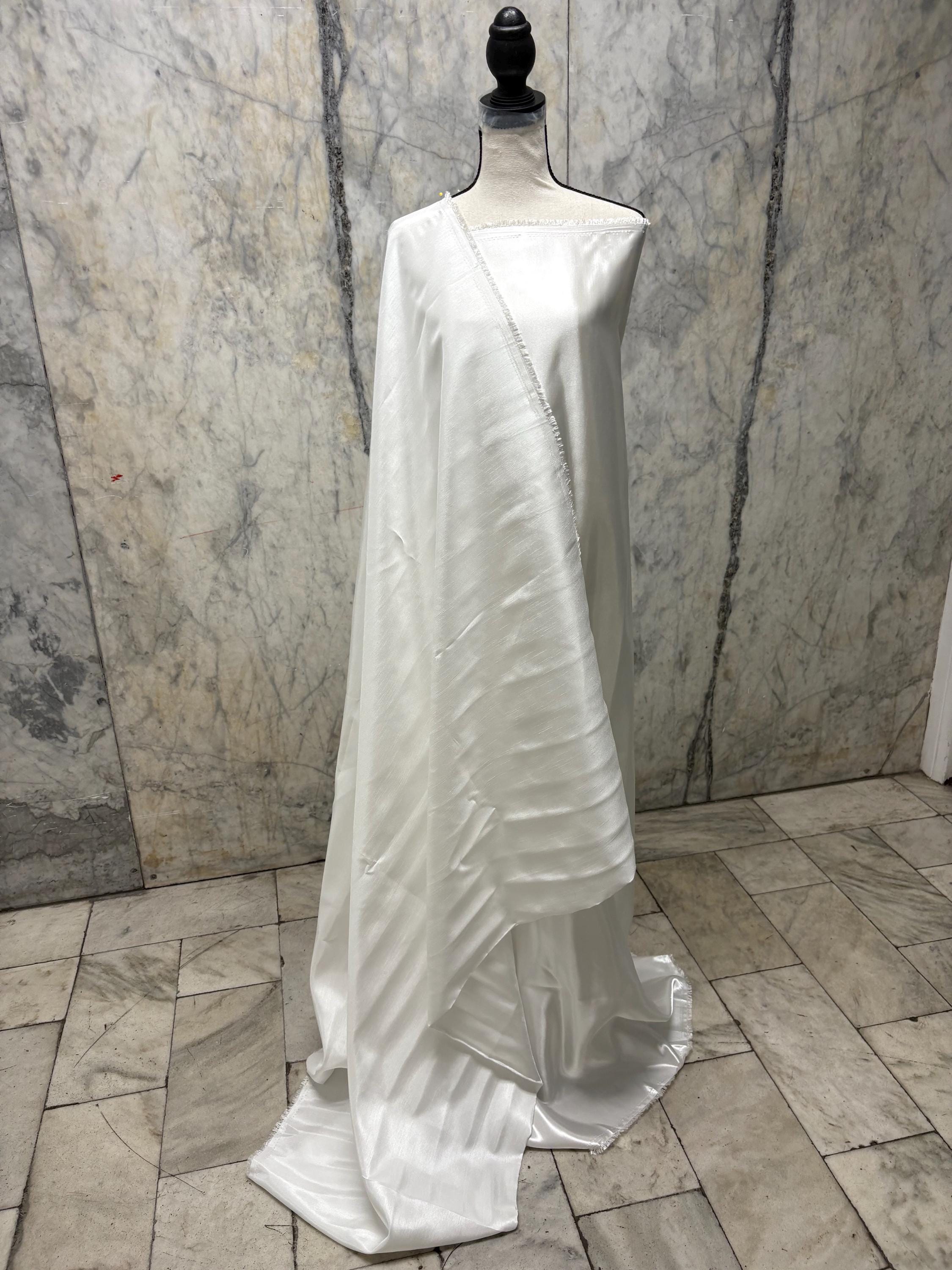 2 yards Poly Satin Shantung - White - 58" Width