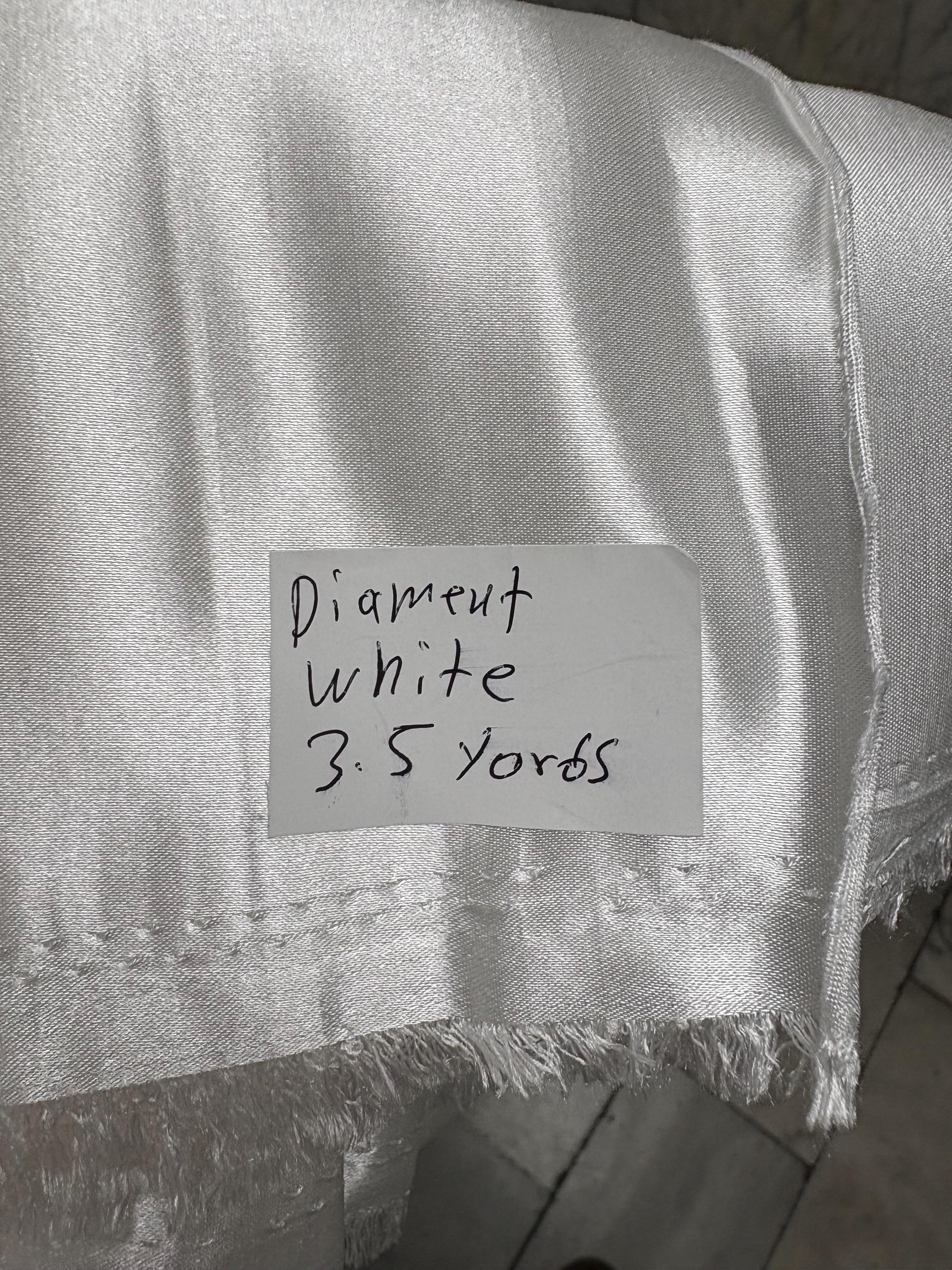 A 3.5 yards Diamond white satin shantung fabric, double sided fabric width 58 inch. polyester