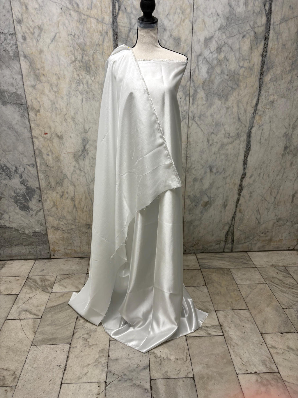A 2 yards cut fabric satin shantung color white, double sided fabric width 58 inch. polyester