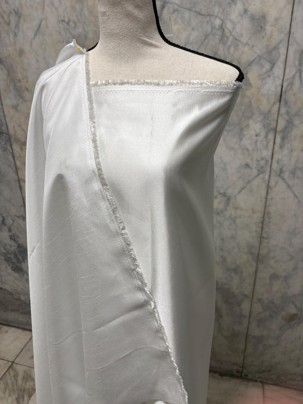 A 2 yards cut fabric satin shantung color white, double sided fabric width 58 inch. polyester
