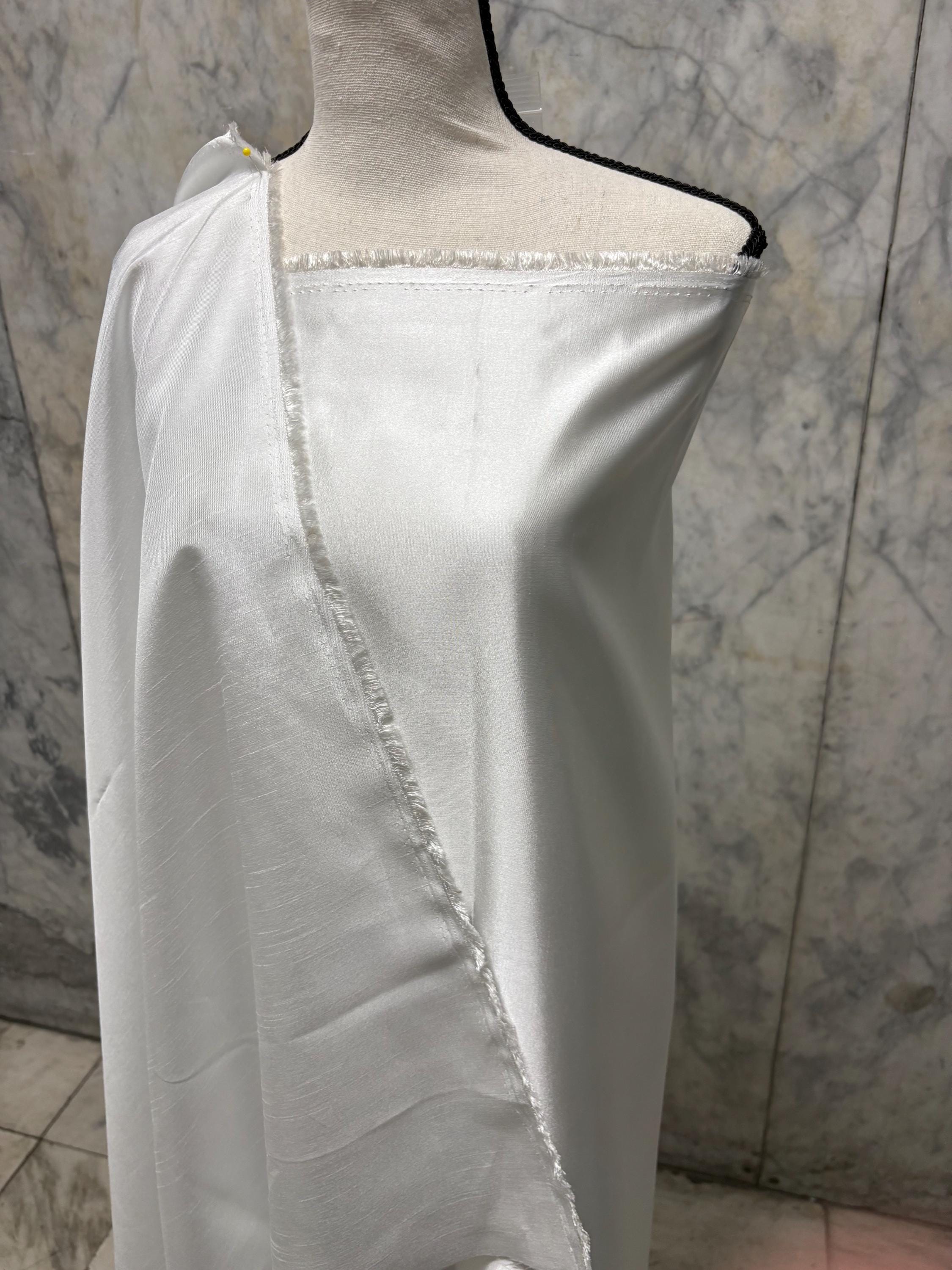 A 2 yards cut fabric satin shantung color white, double sided fabric width 58 inch. polyester