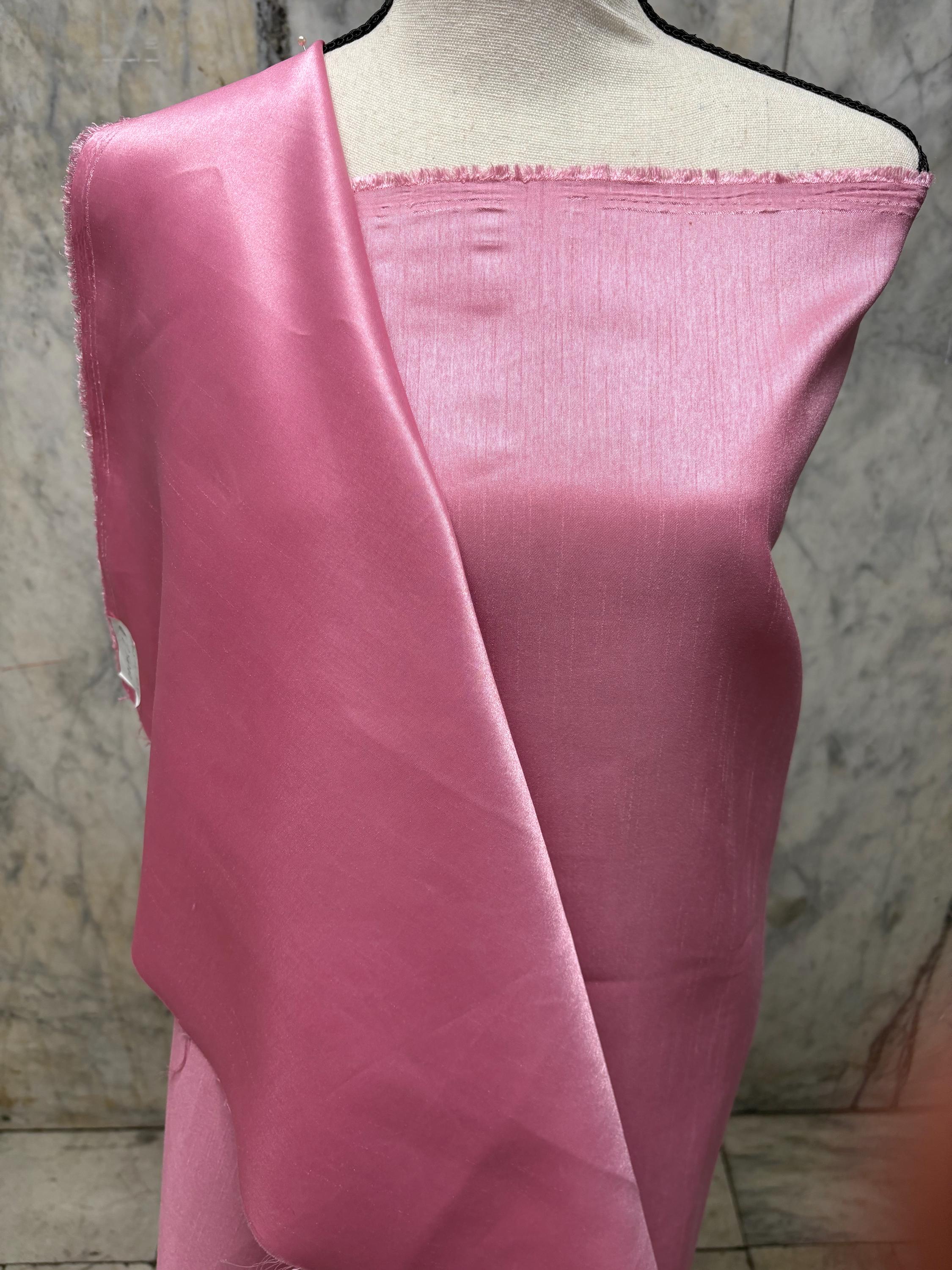 A 2 yards cut fabric satin shantung color Dusty Rose, double sided fabric width 58 inch. polyester