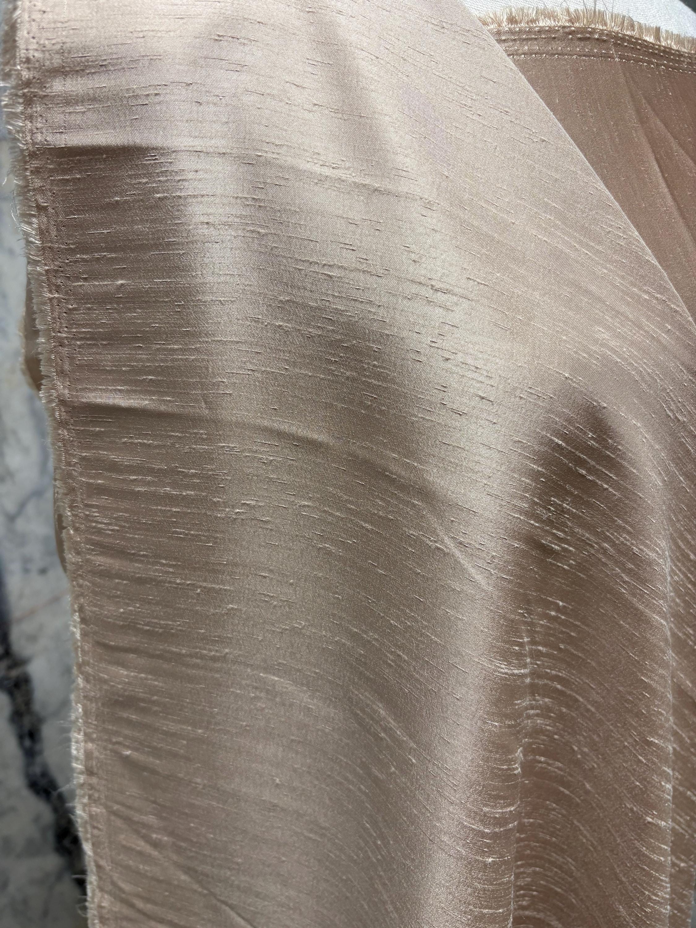 A 2 3/4 yards cut fabric satin shantung color Taupe, double sided fabric width 58 inch. polyester