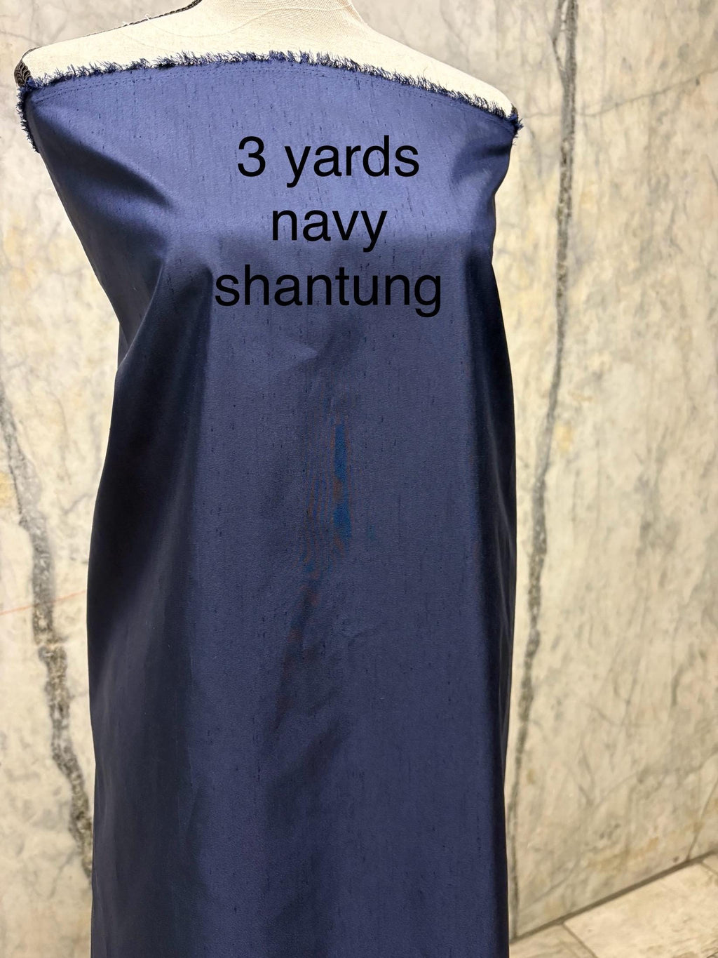 A 3 yards cut fabric satin shantung color Navy, width 58 inch. polyester