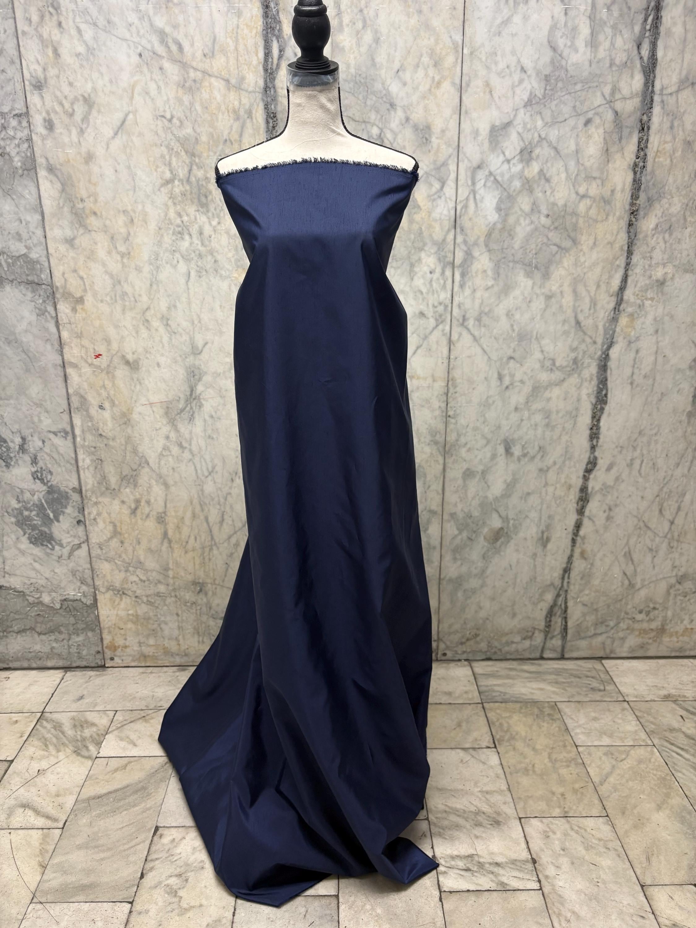 A 3 yards cut fabric satin shantung color Navy, width 58 inch. polyester