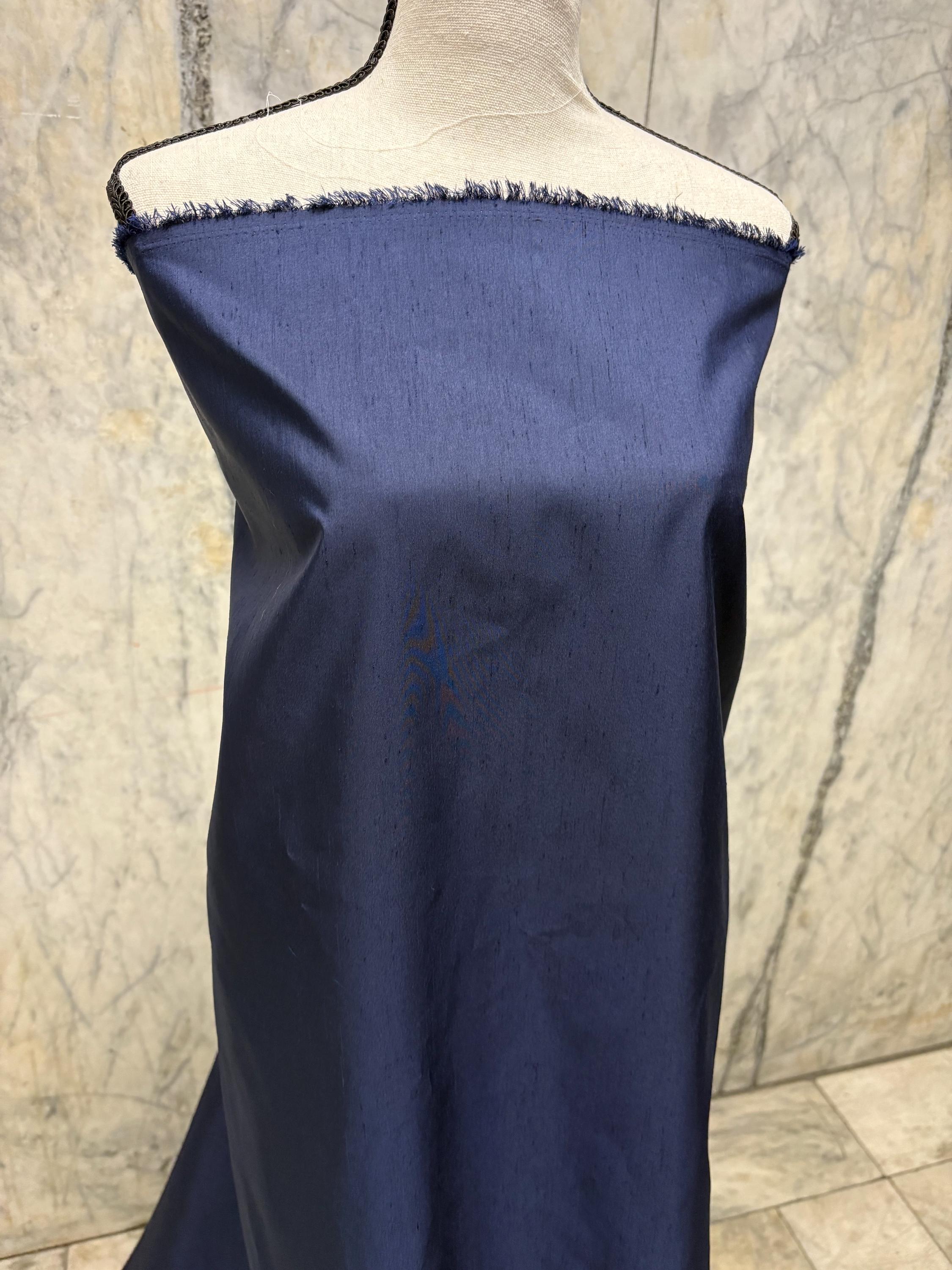 A 3 yards cut fabric satin shantung color Navy, width 58 inch. polyester