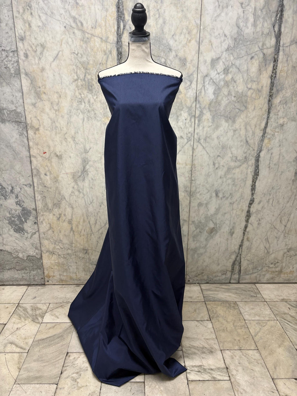 A 3 yards cut fabric satin shantung color Navy, width 58 inch. polyester