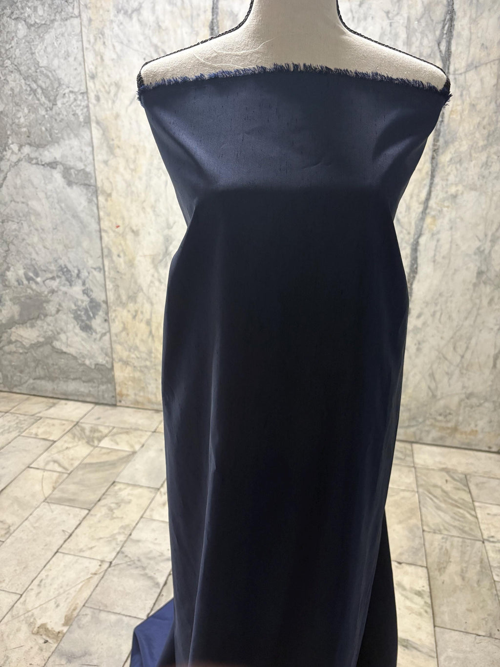 A 3 yards cut fabric satin shantung color Navy, width 58 inch. polyester