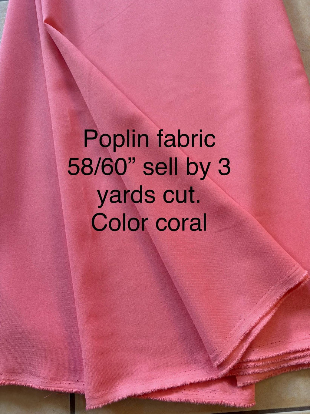 3 yards Poplin fabric - coral - 60" Width