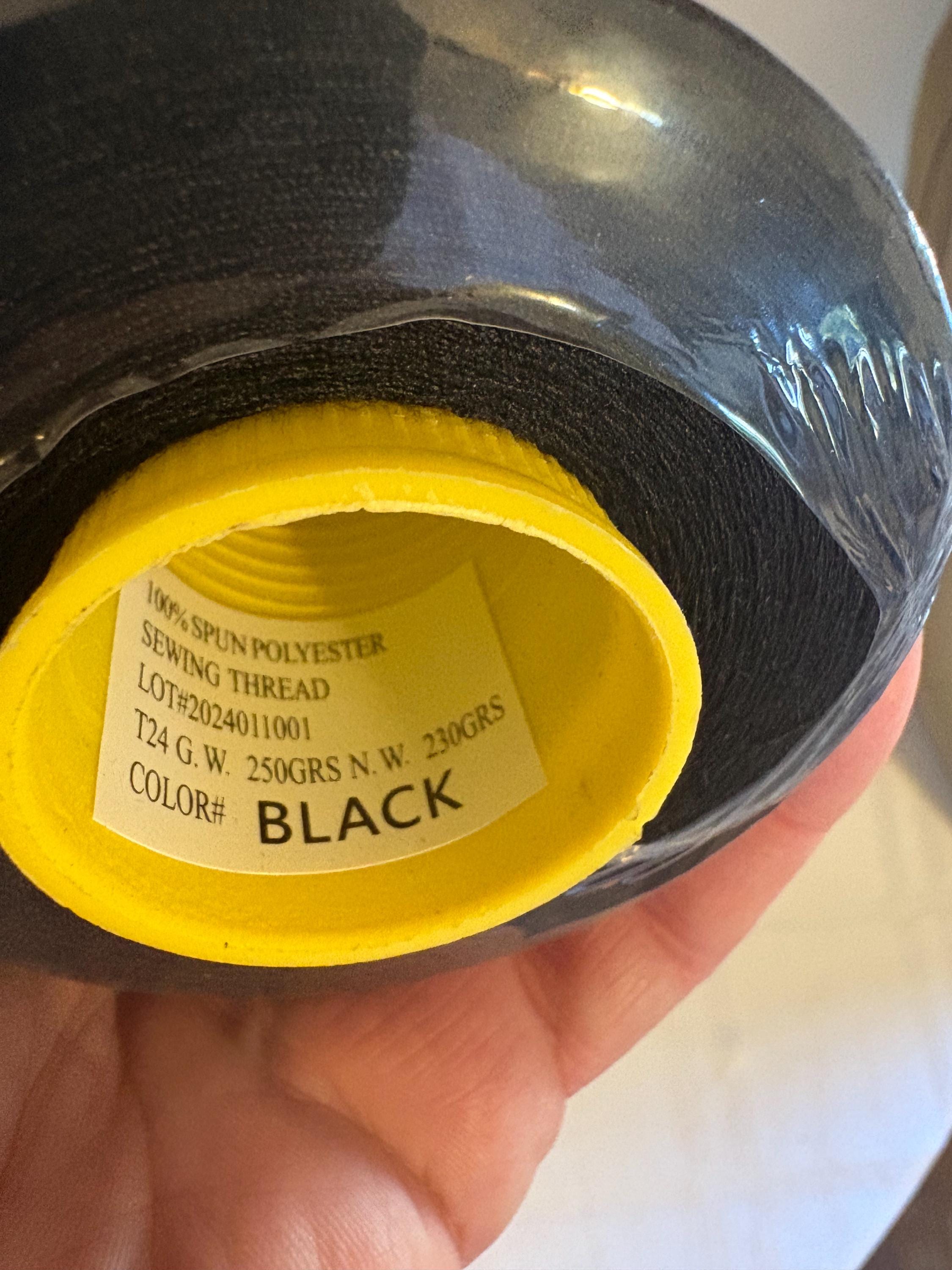 Sewing Thread size T24 100% spun polyester 10,000 yards a cone,230 gram net weight in black and white