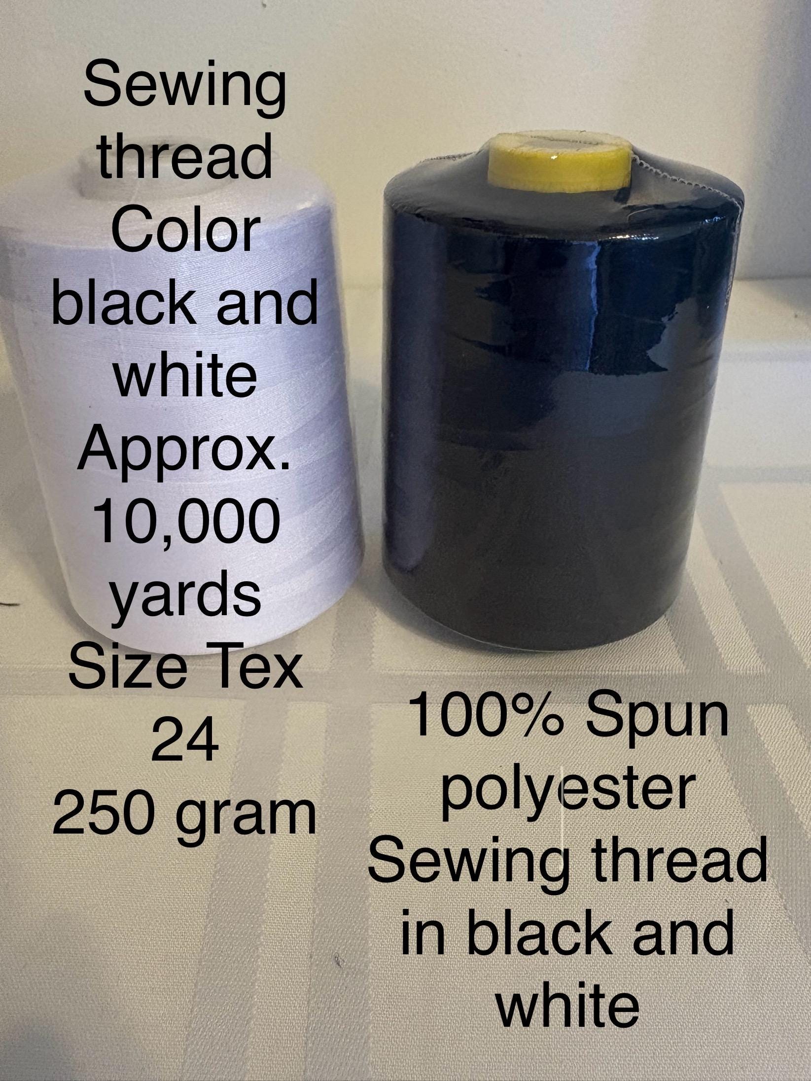 Sewing Thread size T24 100% spun polyester 10,000 yards a cone,230 gram net weight in black and white