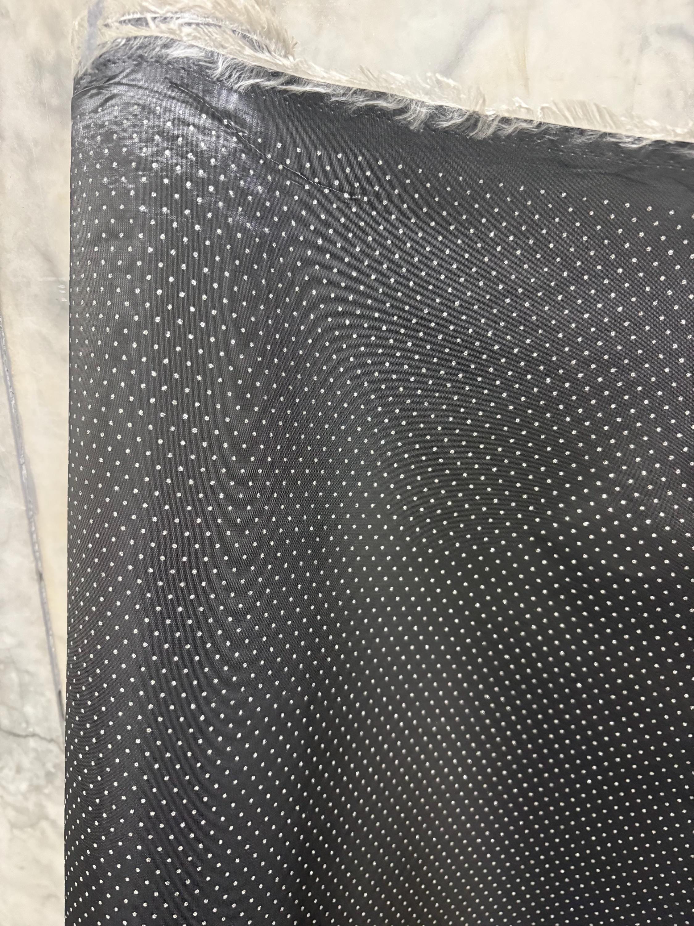 2 Yards Taffeta fabric - with embossed silver dots - 58" Width