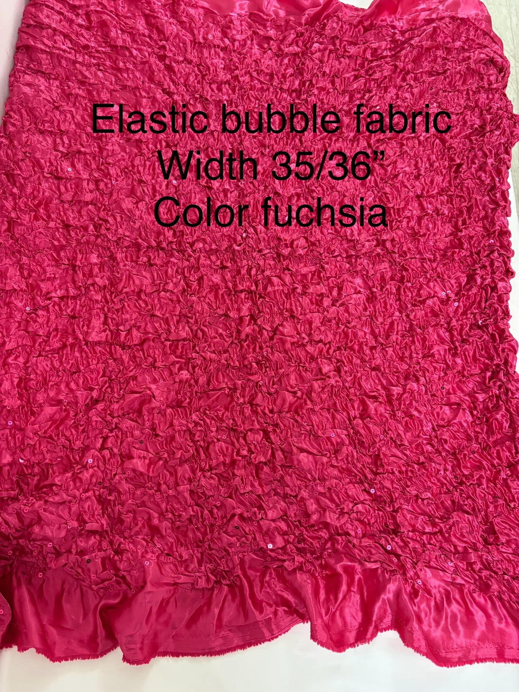 Spandex bubble soft satin fabric width 44". Bubble area width 35" cutable
