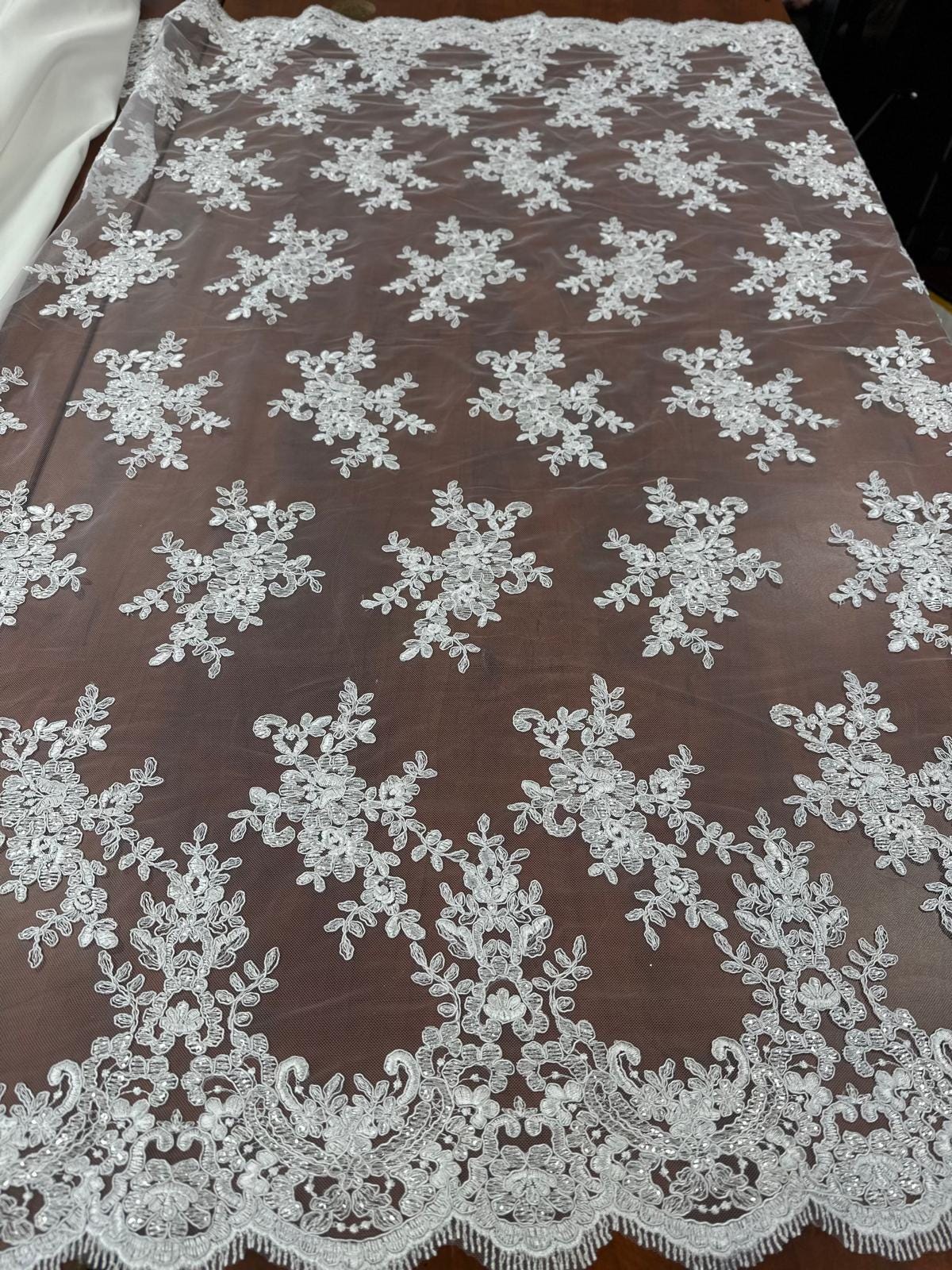 Bridal Lace Fabric - White - 49" Width - Design 5135 B