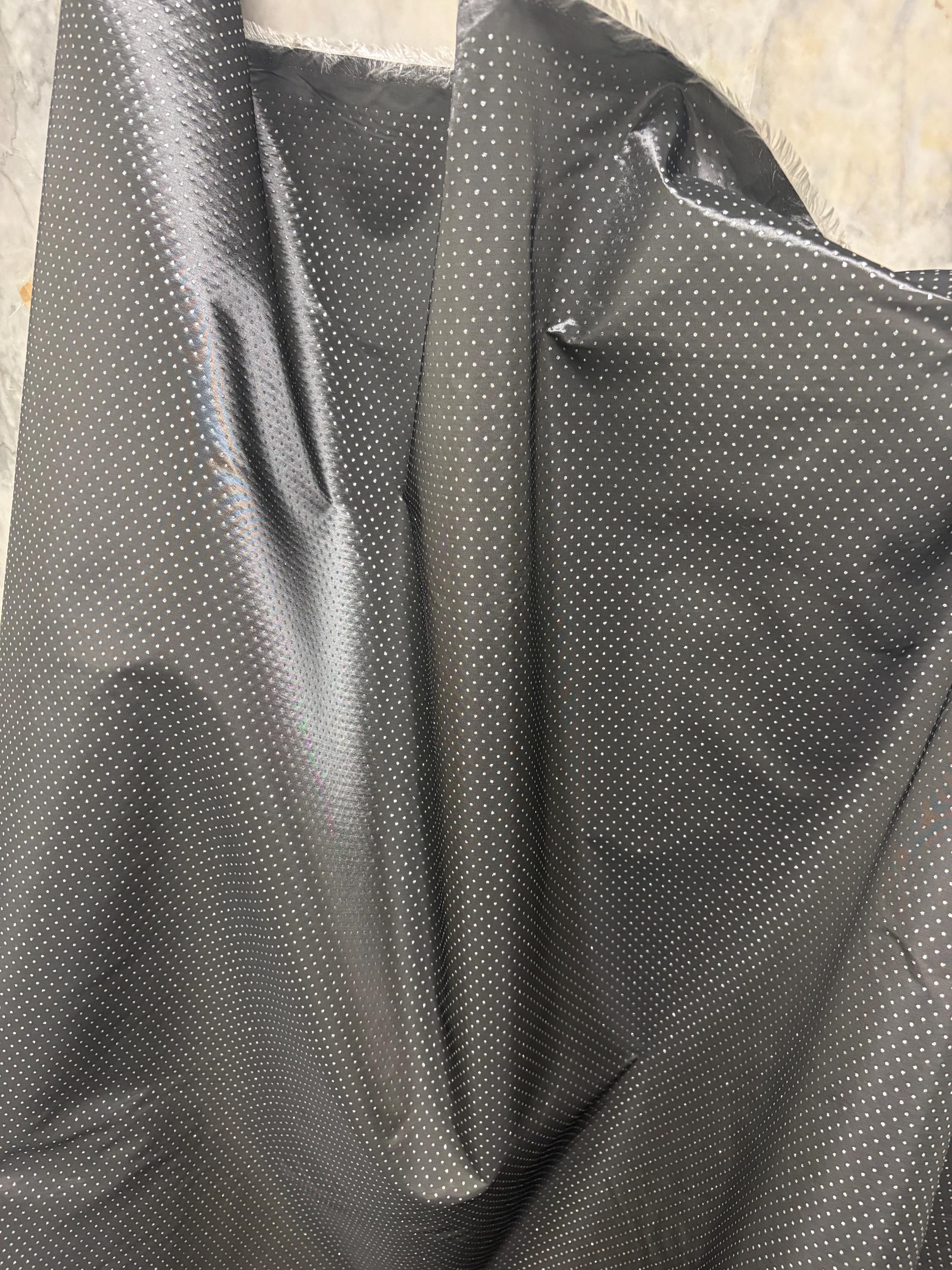 2 Yards Taffeta fabric - with embossed silver dots - 58" Width