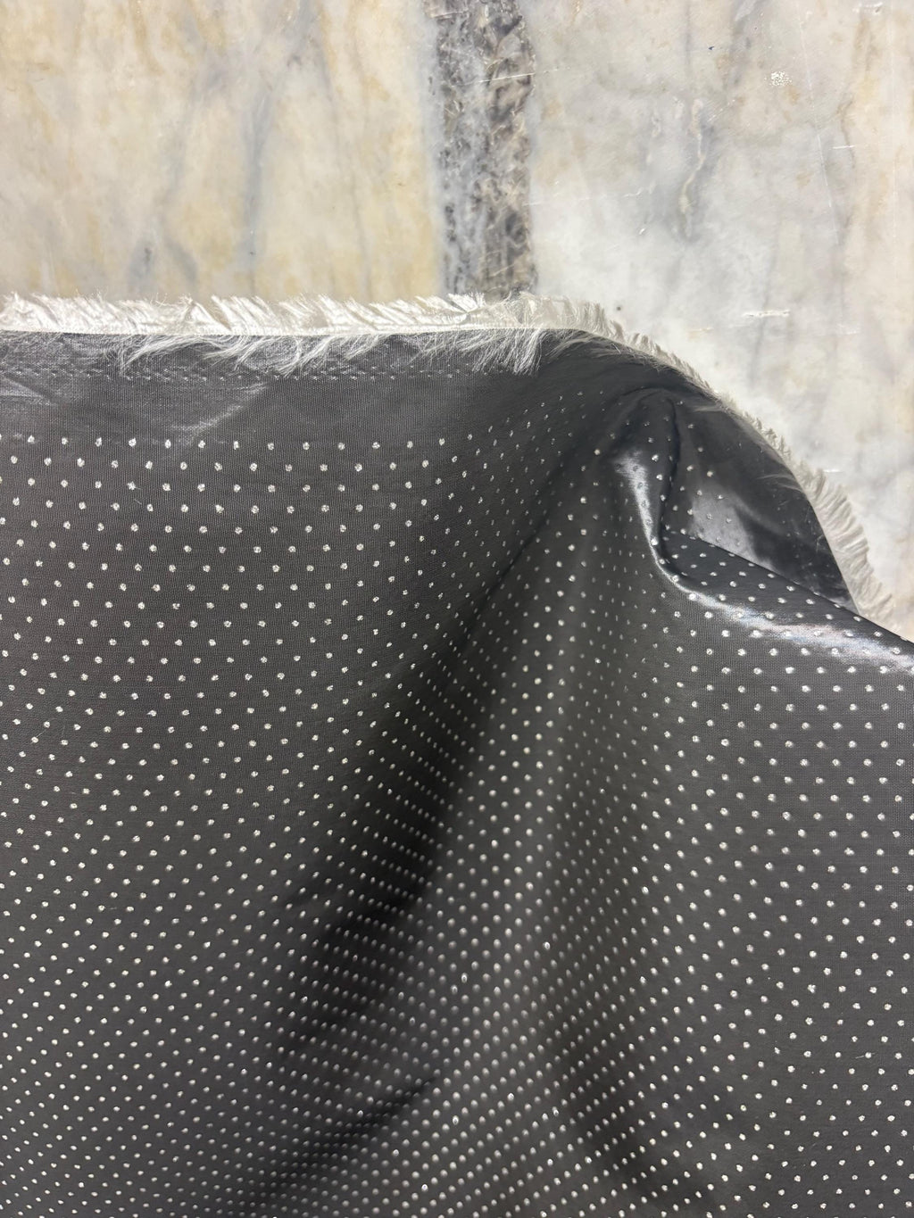 2 Yards Taffeta fabric - with embossed silver dots - 58" Width
