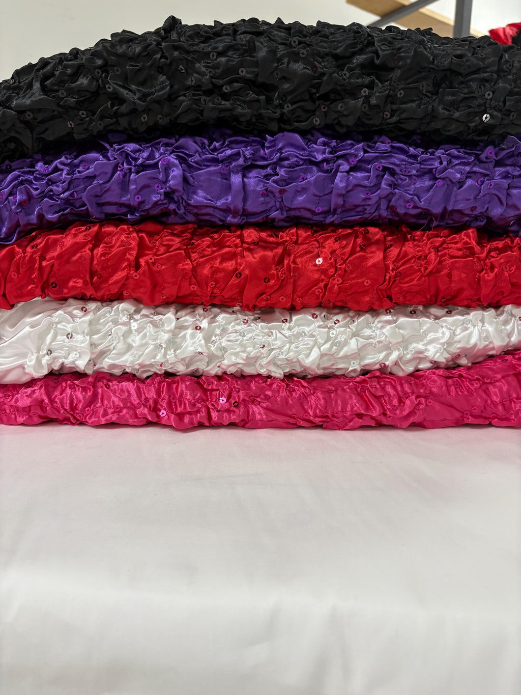 Spandex bubble soft satin fabric width 44". Bubble area width 35" cutable