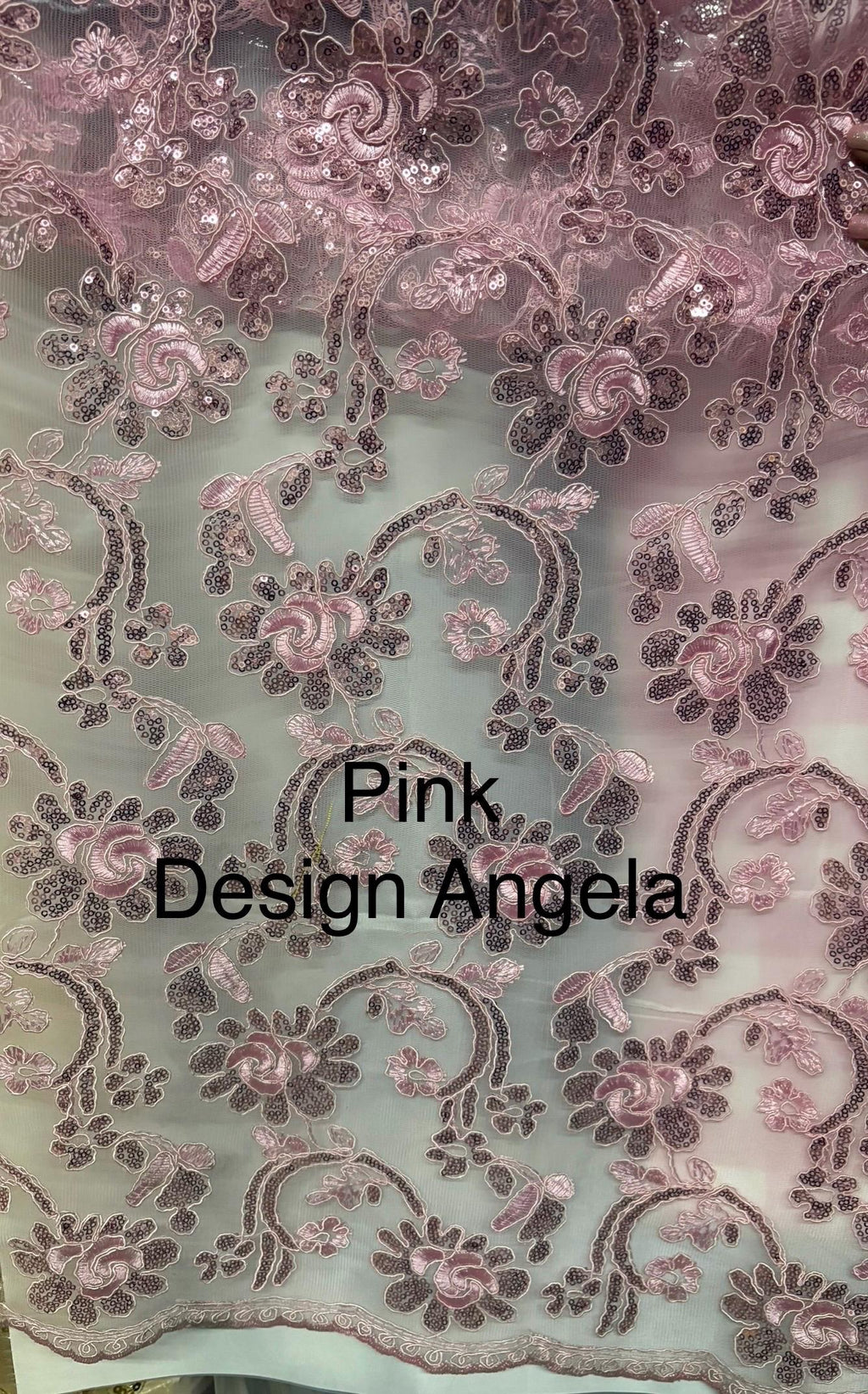 Bridal Lace Fabric - Pink - 49" Width - Design Angela