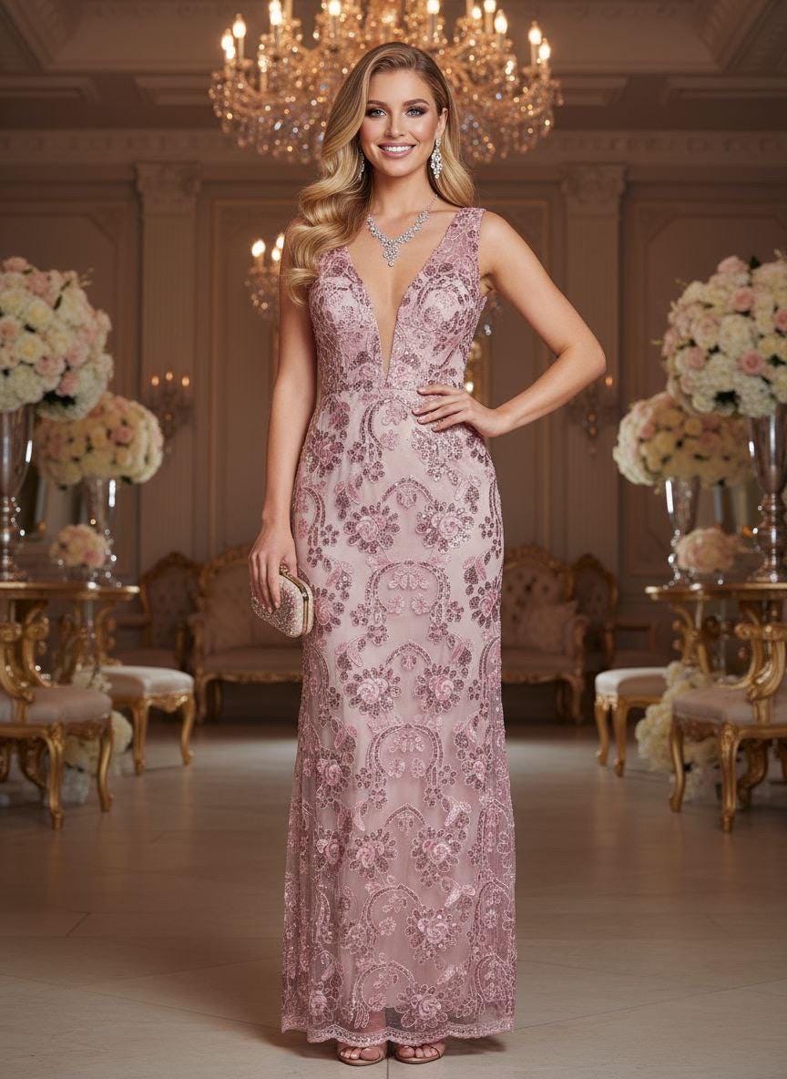 Bridal Lace Fabric - Pink - 49" Width - Design Angela