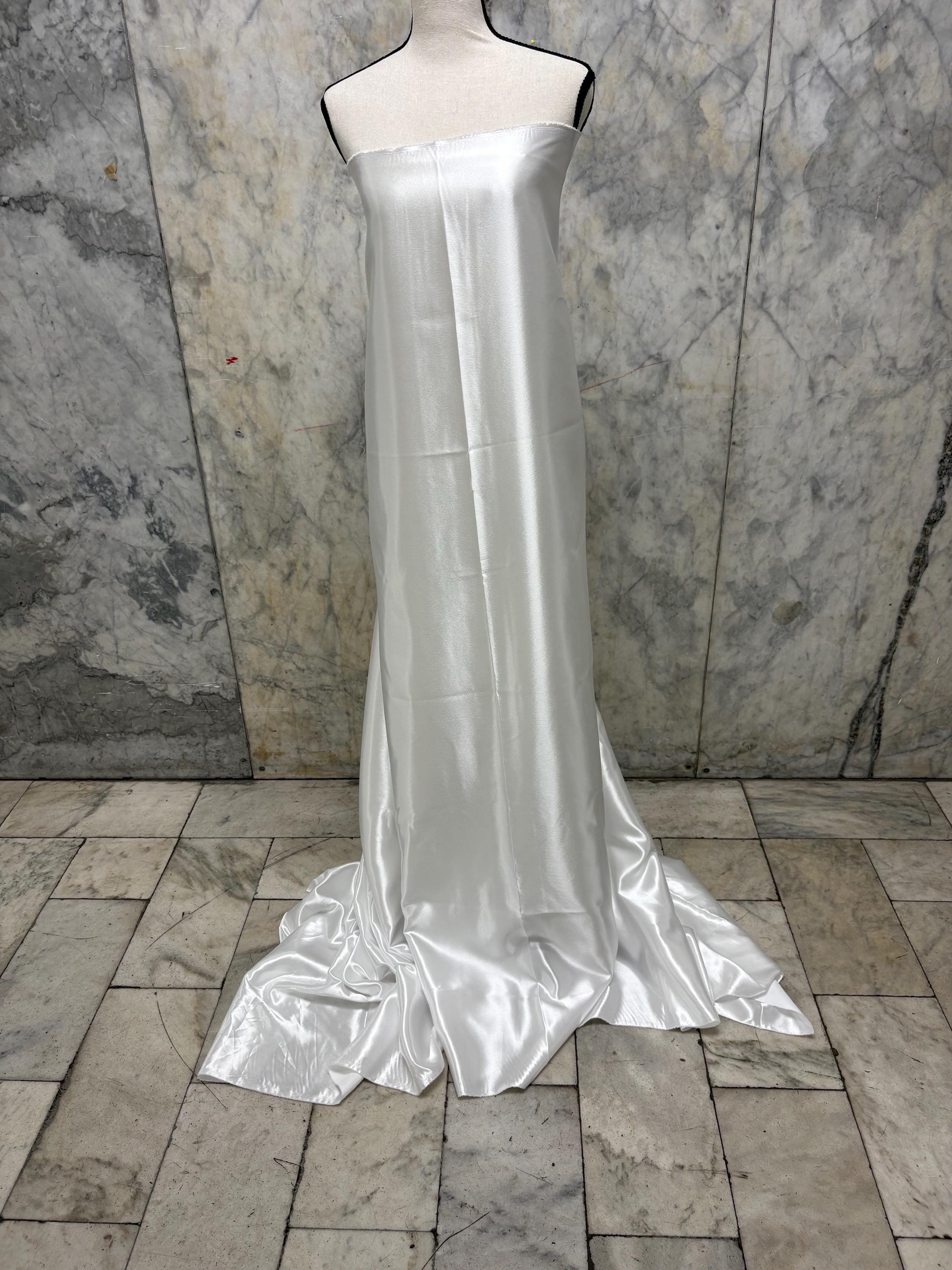 A 3 yards cut crepe back satin Fabric - White - 58" Width
