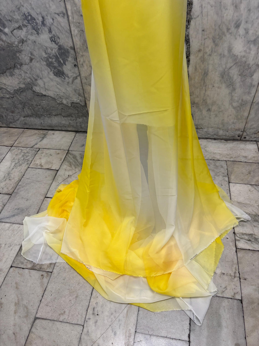 Chiffon Fabric - design Shaded Ivory/ Yellow - 58" Width