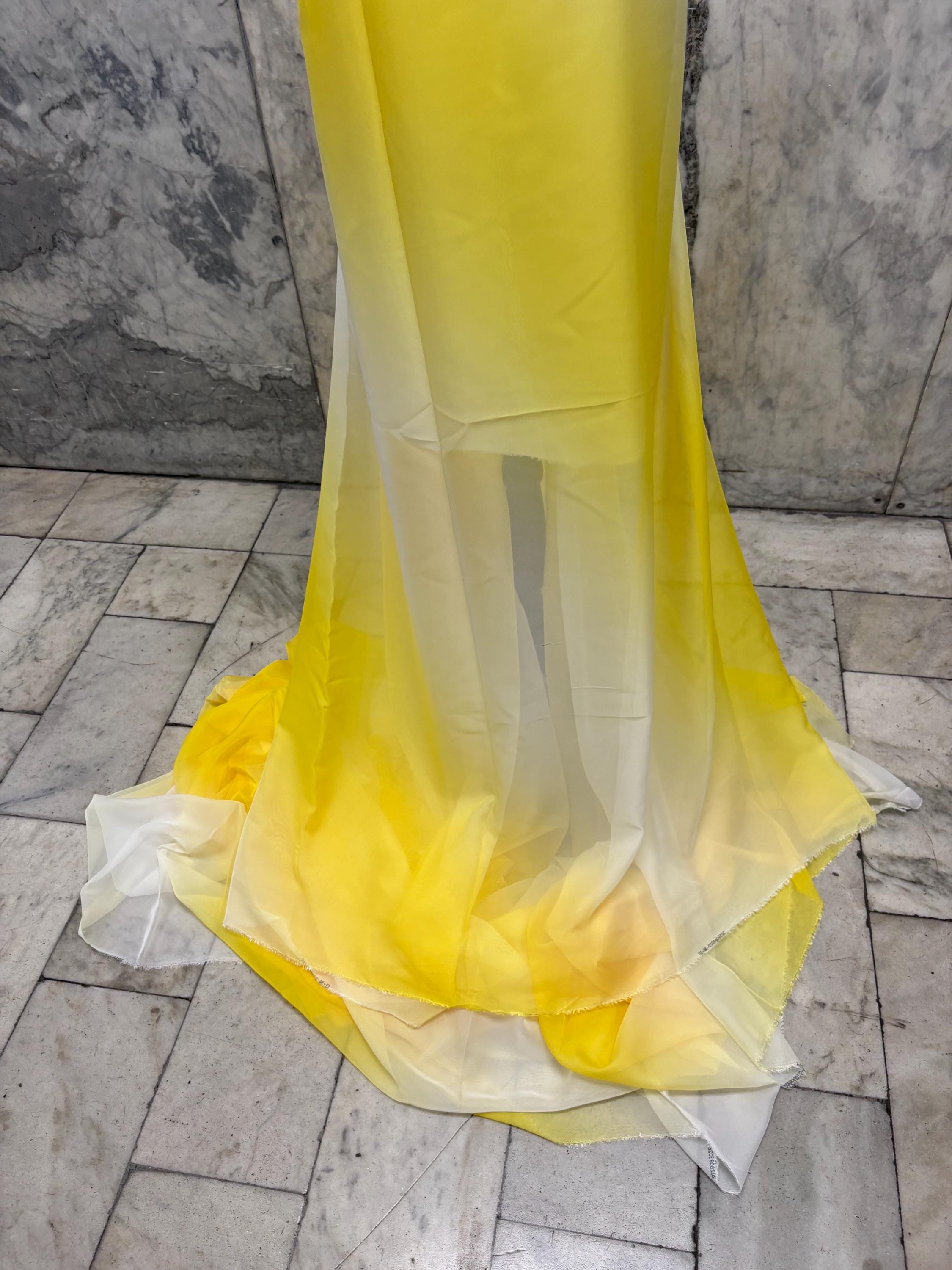 Chiffon Fabric - design Shaded Ivory/ Yellow - 58" Width
