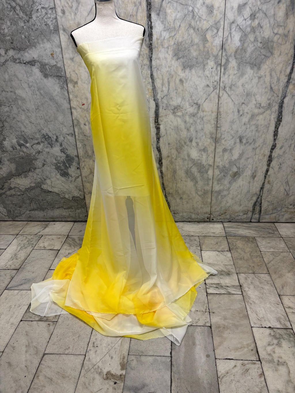 Chiffon Fabric - design Shaded Ivory/ Yellow - 58" Width