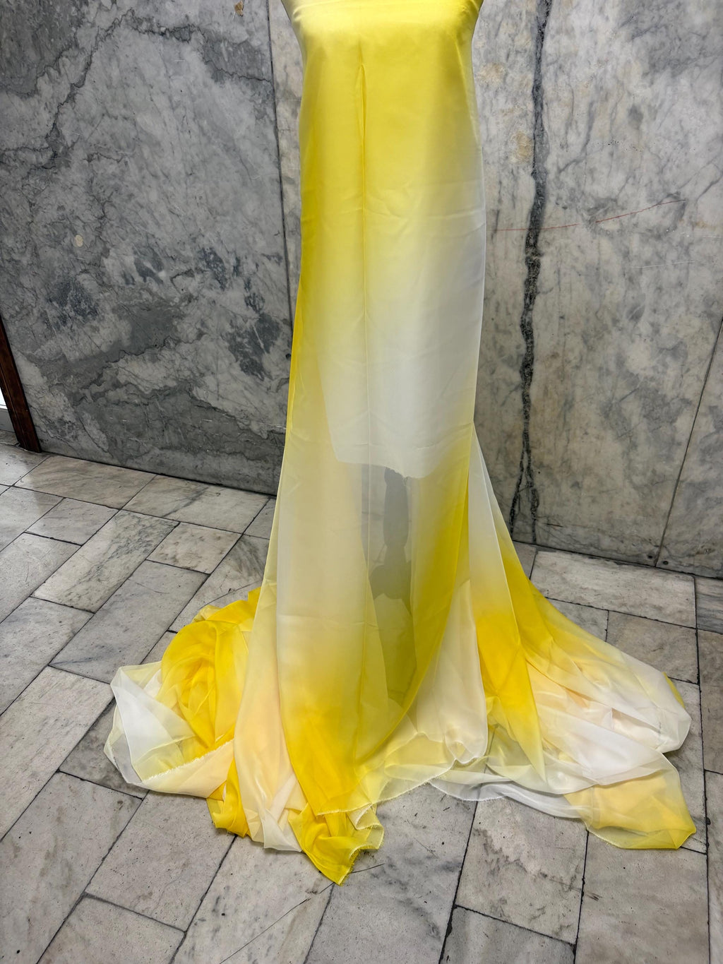 Chiffon Fabric - design Shaded Ivory/ Yellow - 58" Width