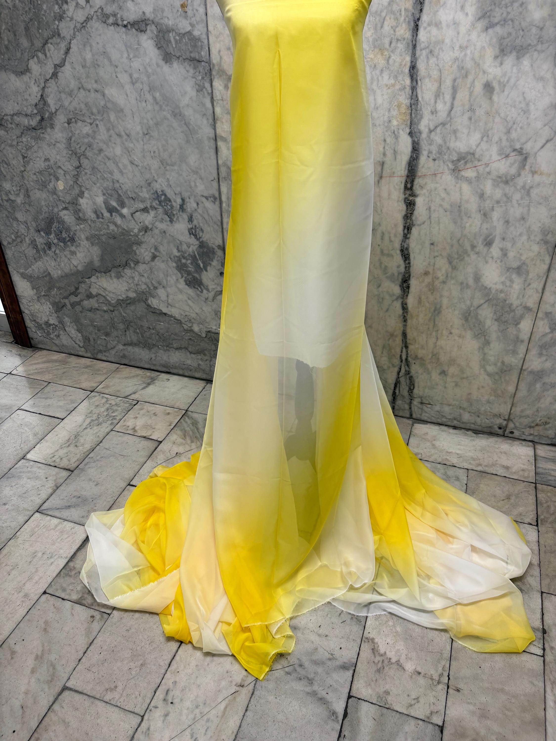 Chiffon Fabric - design Shaded Ivory/ Yellow - 58" Width