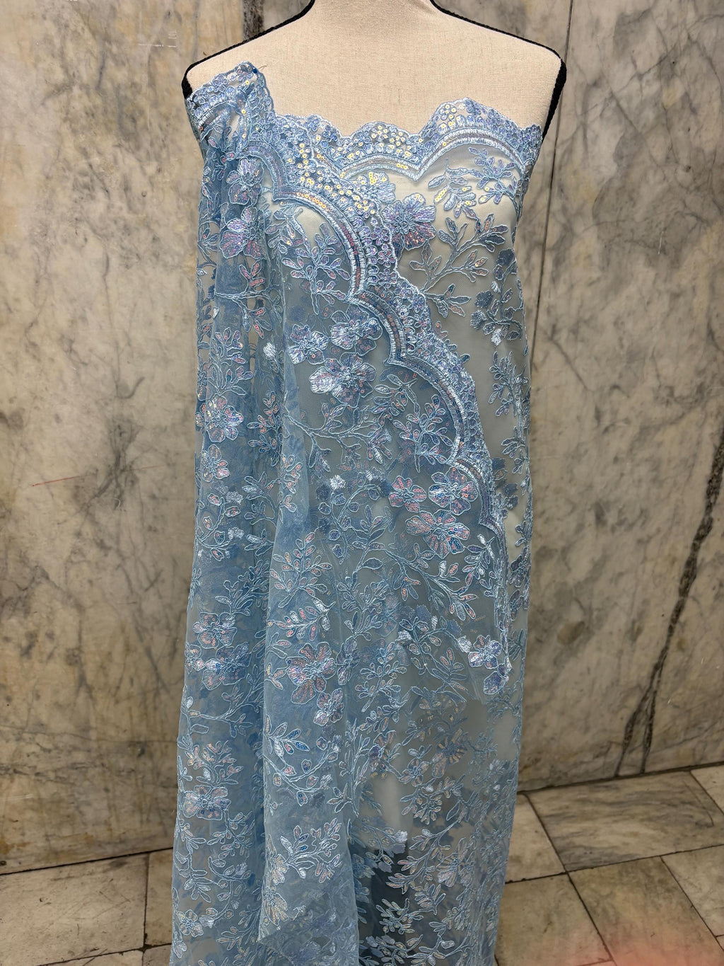 Lace Fabric - Blue - 49/50" Width - 1026 B